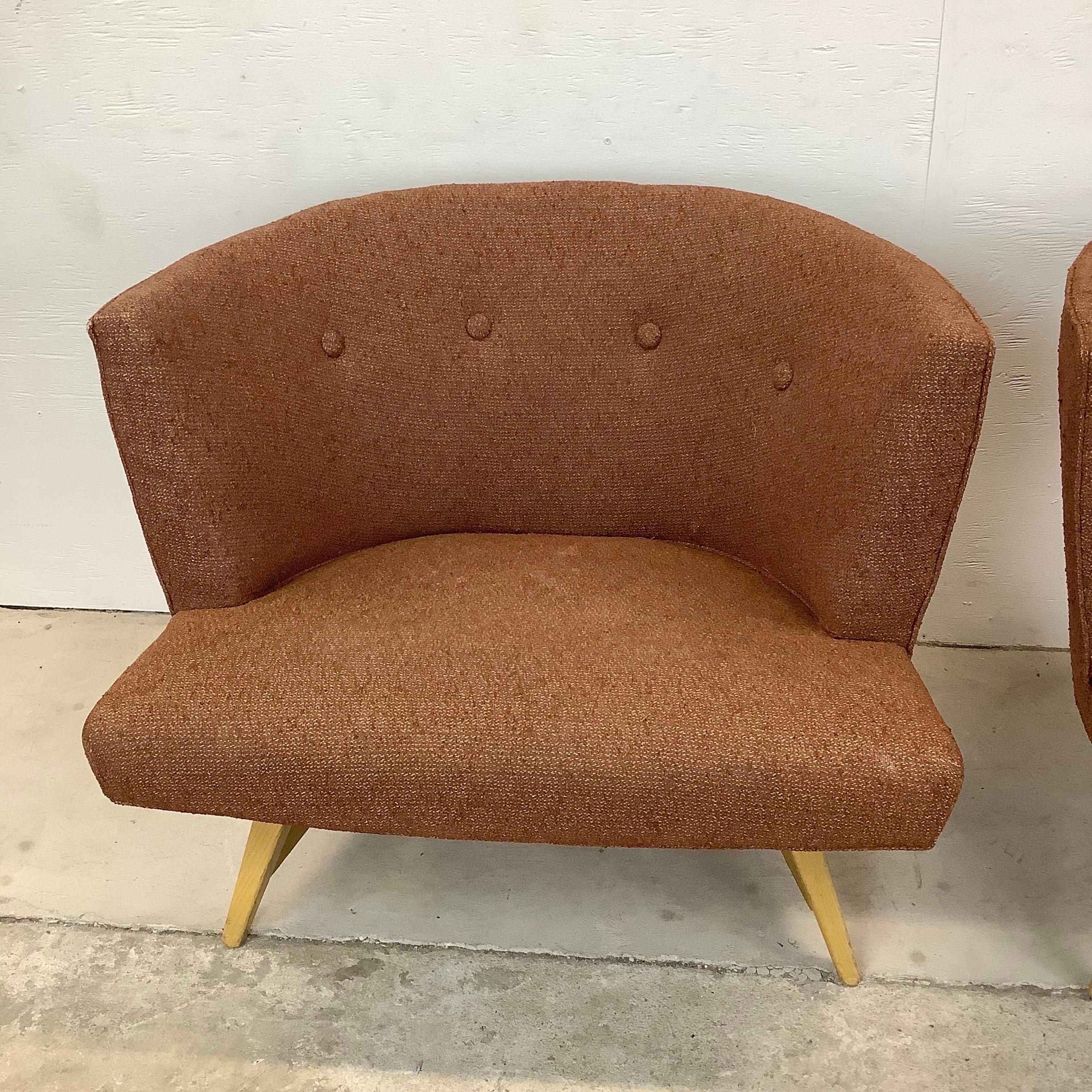 Mid-Century Modern Pair Mid-Century Barrel Back Lounge Chairs For Sale