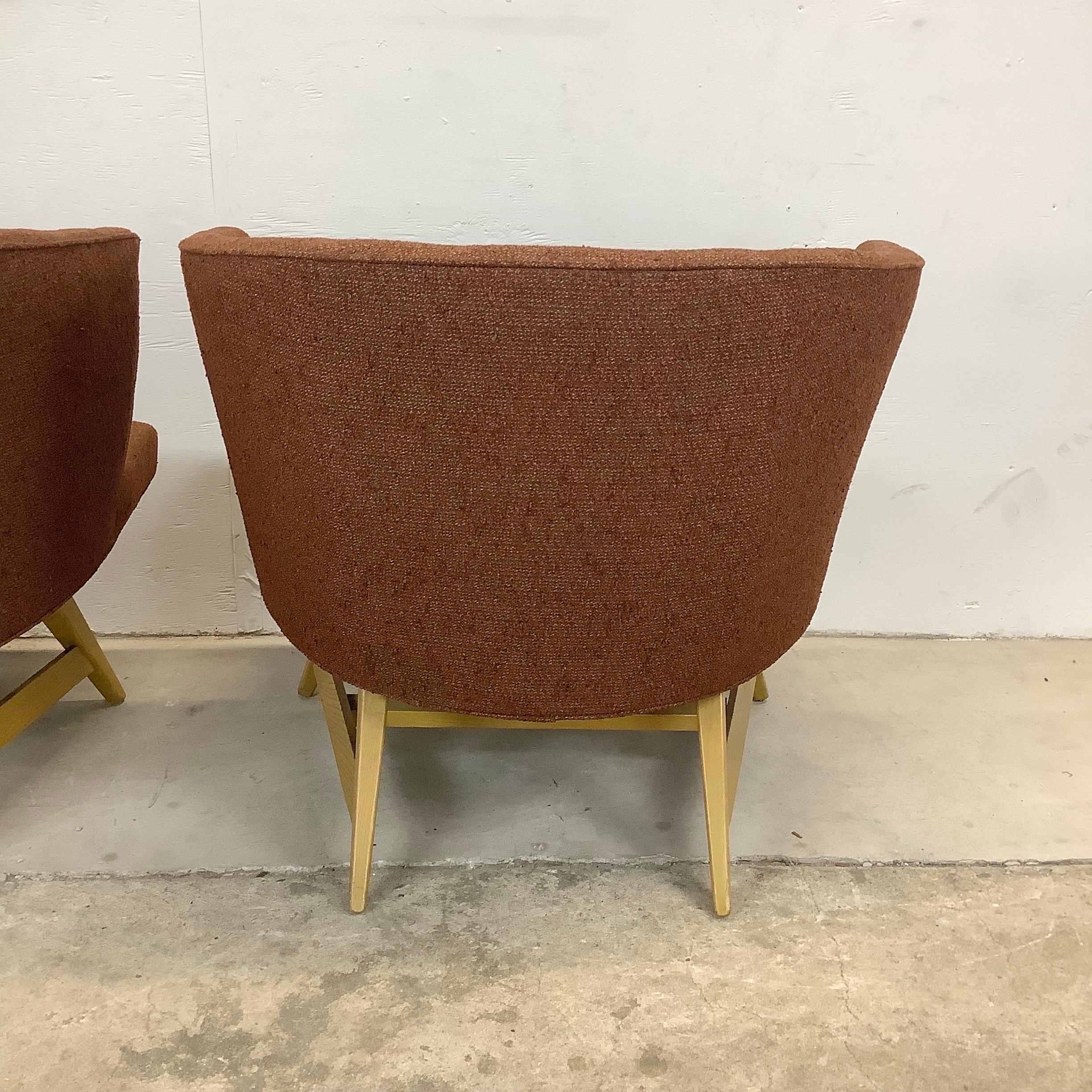 Pair Mid-Century Barrel Back Lounge Chairs For Sale 1