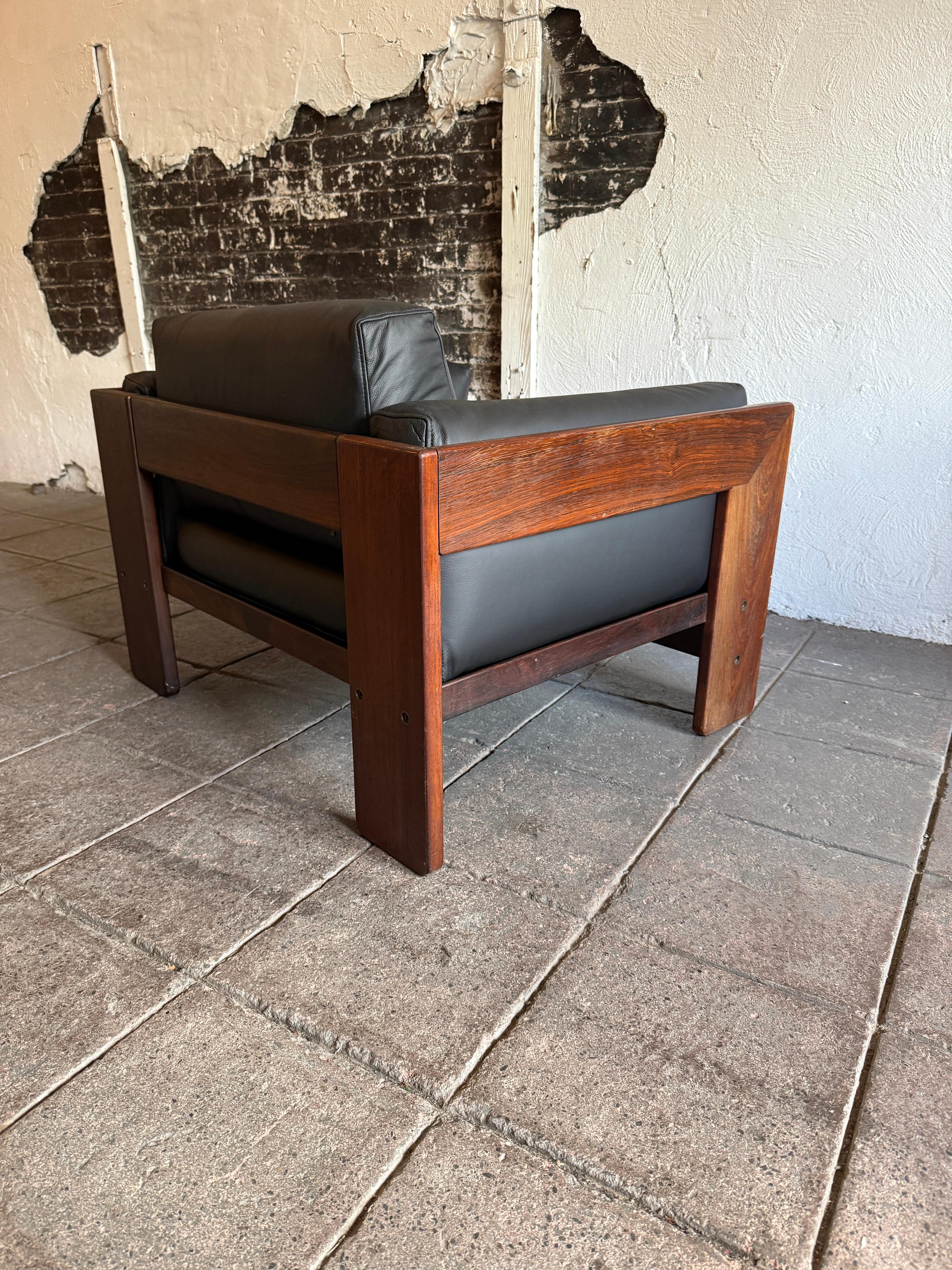 Woodwork Pair Mid century bastiano lounge chairs by Afra & Tobia Scarpa by Gavina For Sale