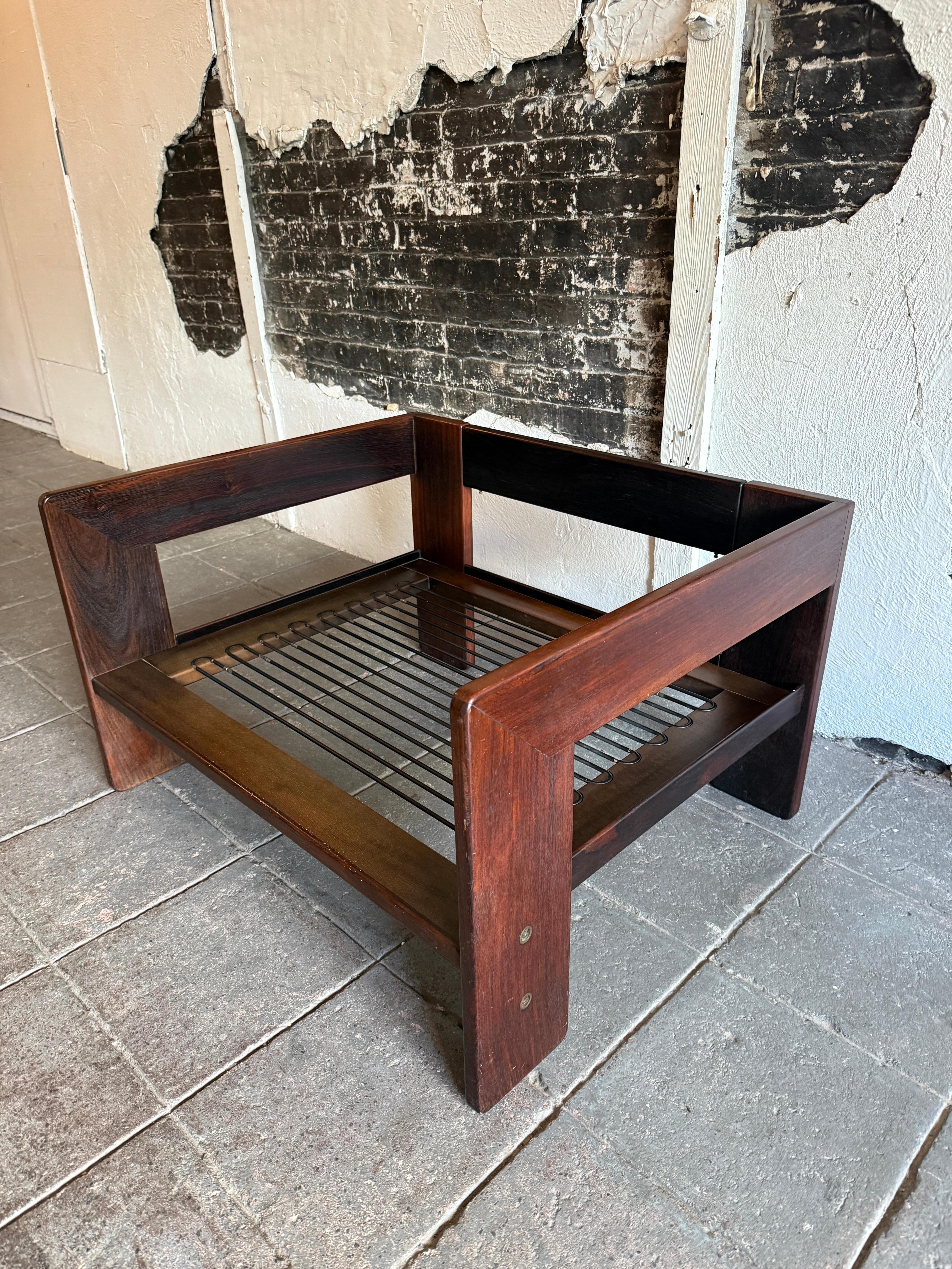 Leather Pair Mid century bastiano lounge chairs by Afra & Tobia Scarpa by Gavina For Sale