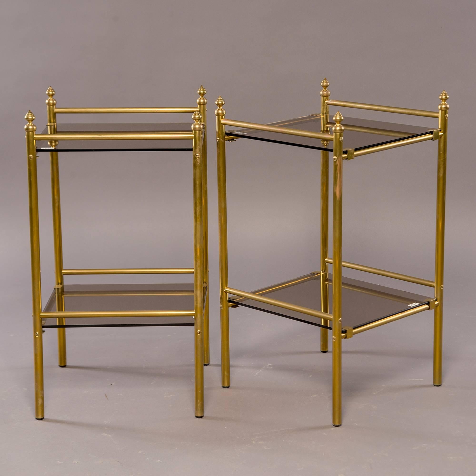 brass and glass side tables