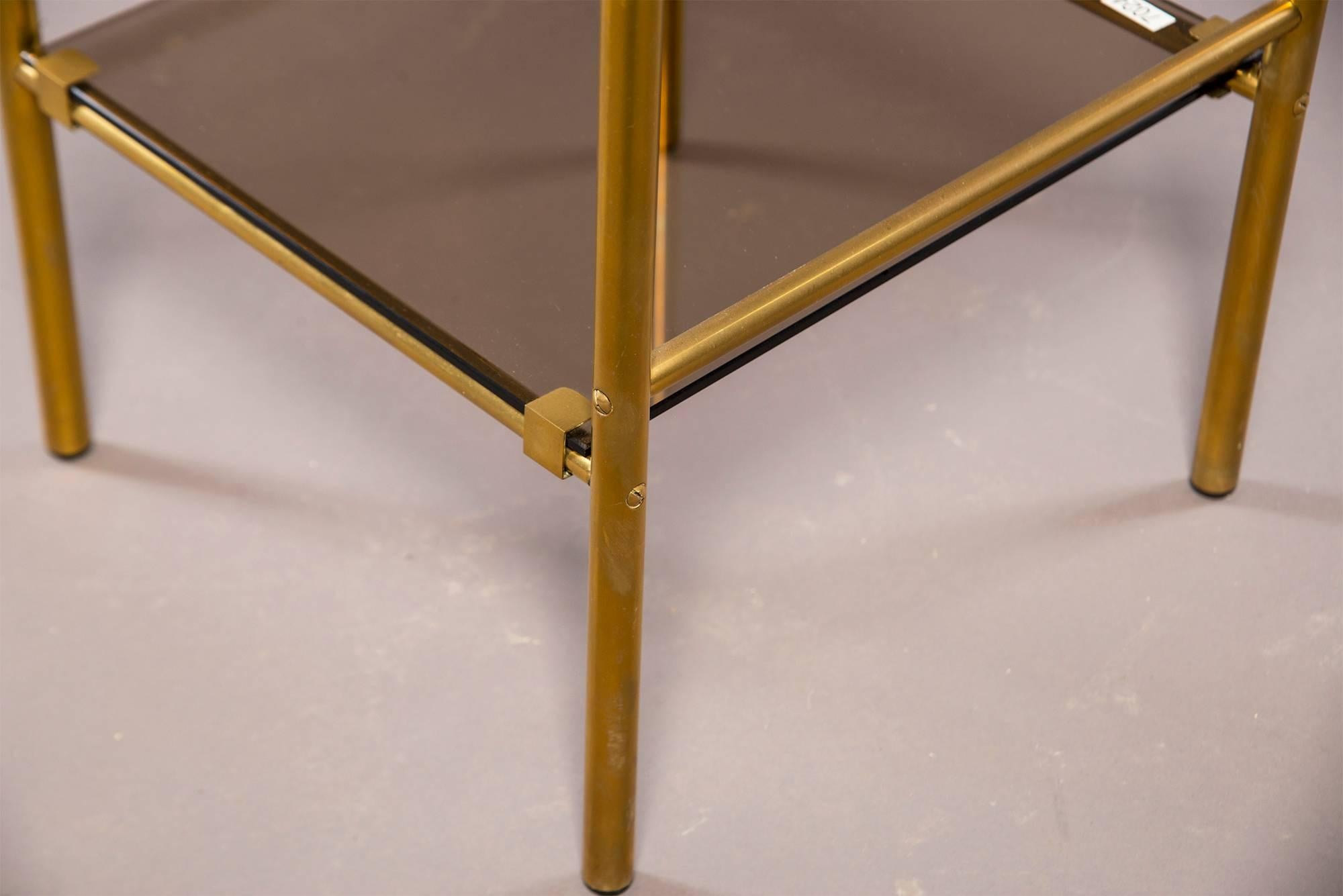 20th Century Pair of Midcentury Brass and Glass Side Tables