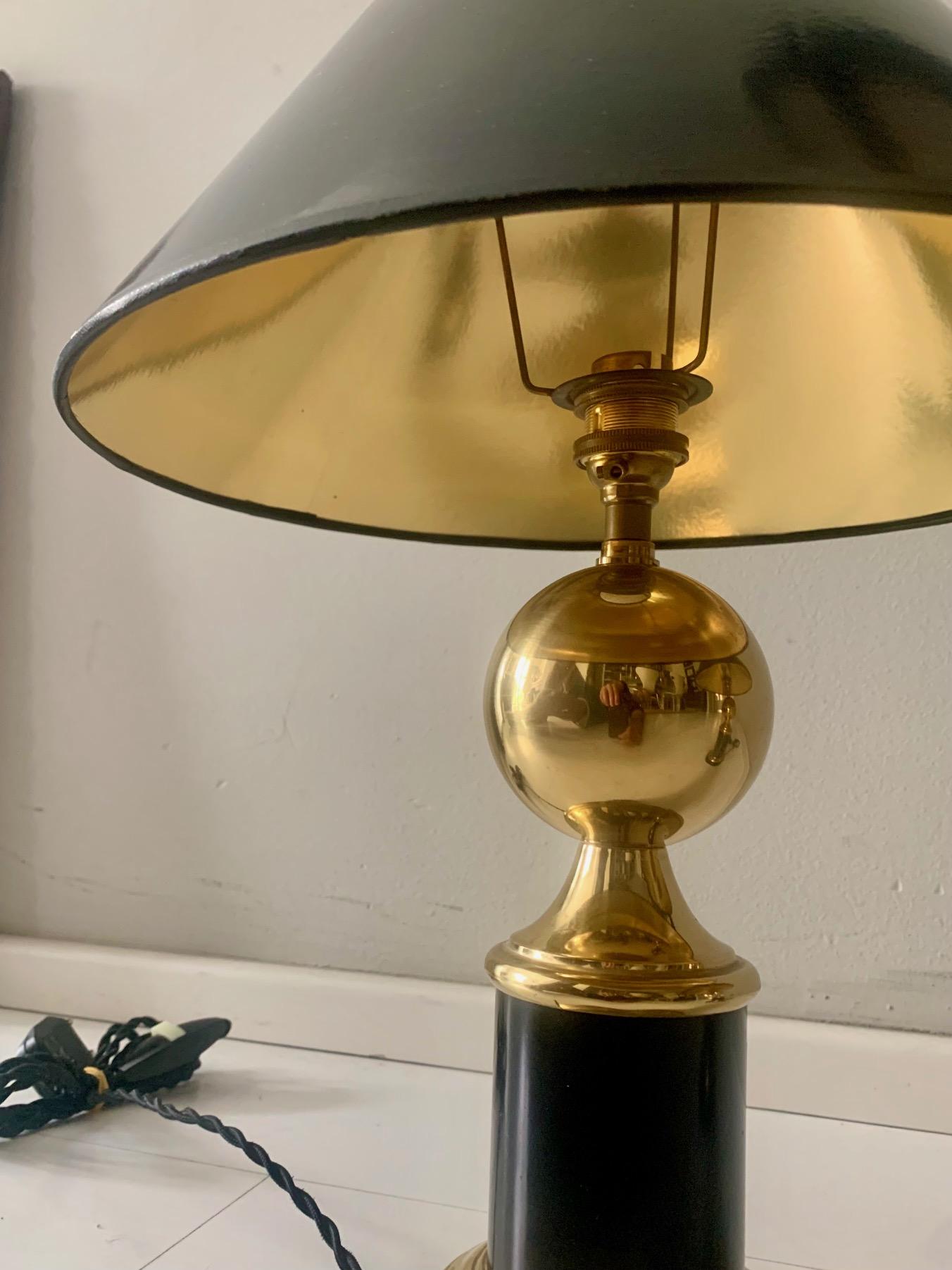 Pair Mid Century Brass And Metal Lacquered Maison Charles Syle Table Lamps For Sale 4