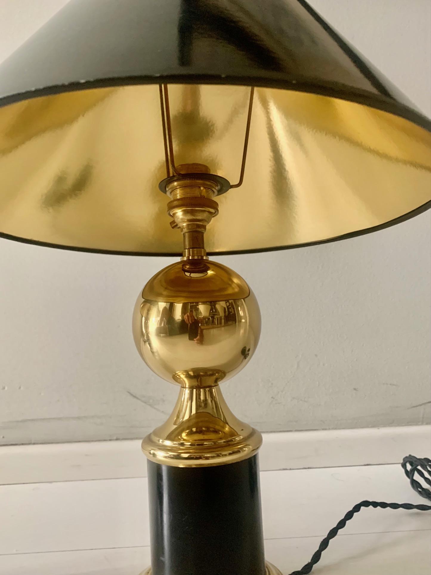 Pair Mid Century Brass And Metal Lacquered Maison Charles Syle Table Lamps For Sale 7