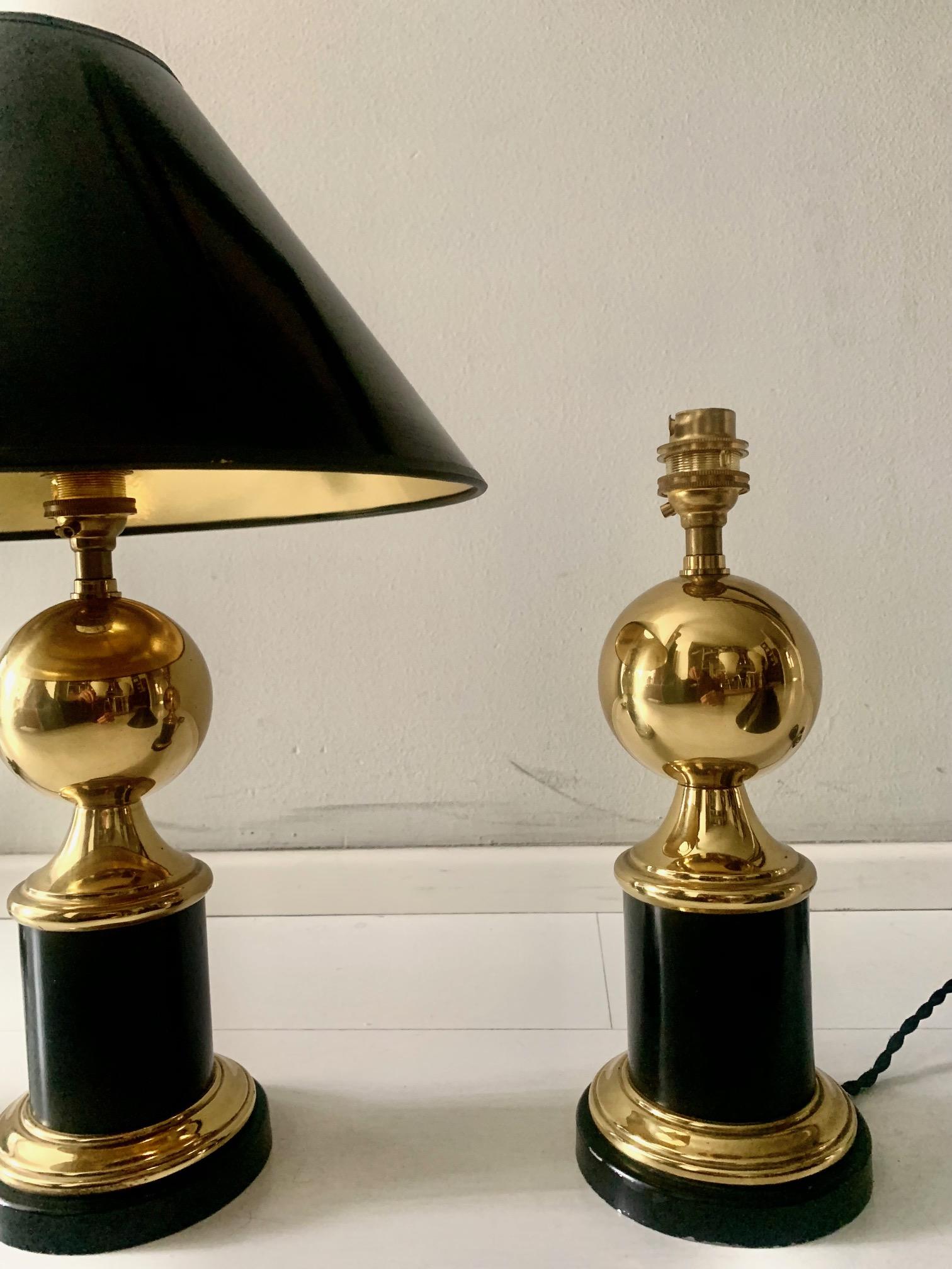 Pair Mid Century Brass And Metal Lacquered Maison Charles Syle Table Lamps For Sale 8