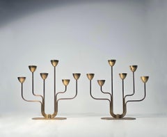Pair Mid-Century Brass Candelabras by Gunnar Ander / Ystad Metall Sweden