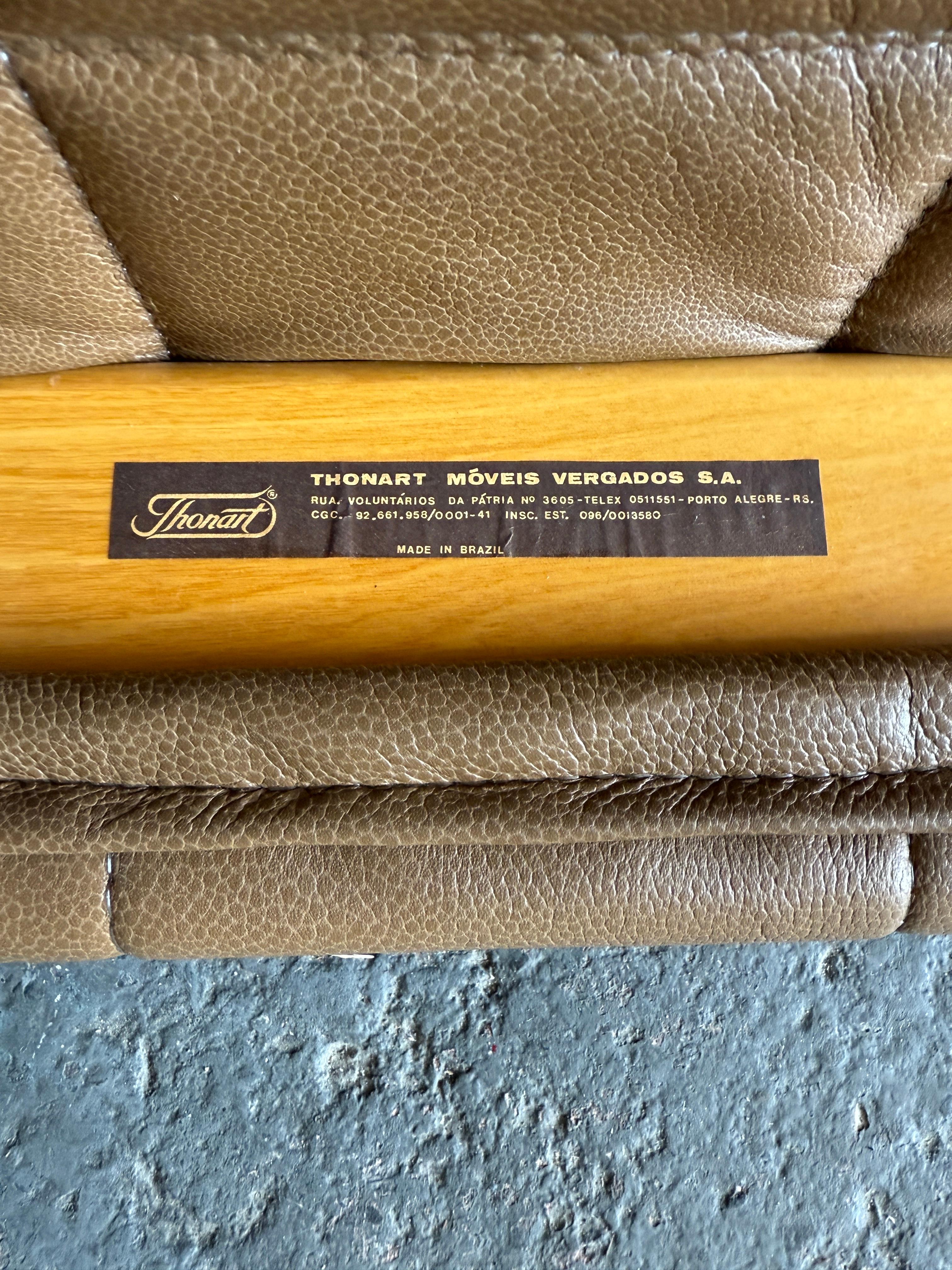 Pareja de sillas de salón Safari Sling de cuero marfil modernas brasileñas de mediados de siglo en venta 2