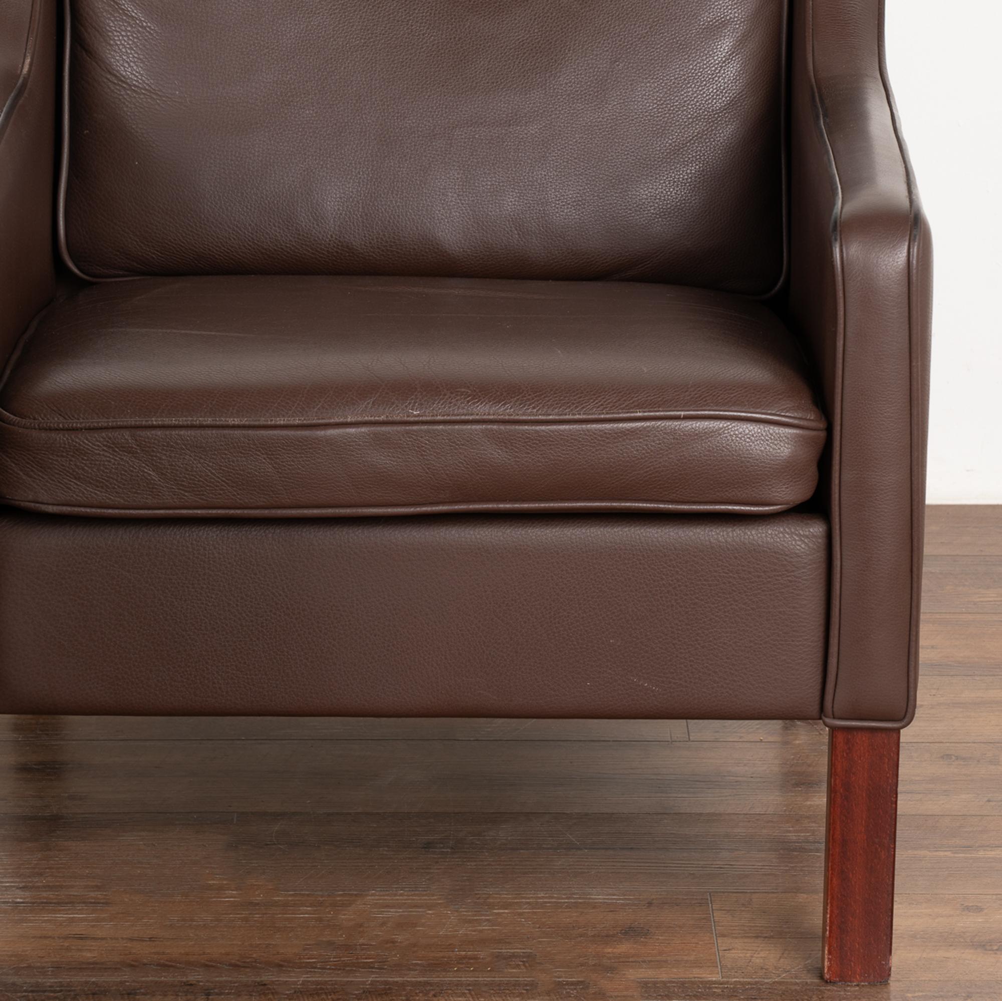 20th Century Pair, Midcentury Brown Leather Arm Chairs, Denmark, circa 1960-70 For Sale