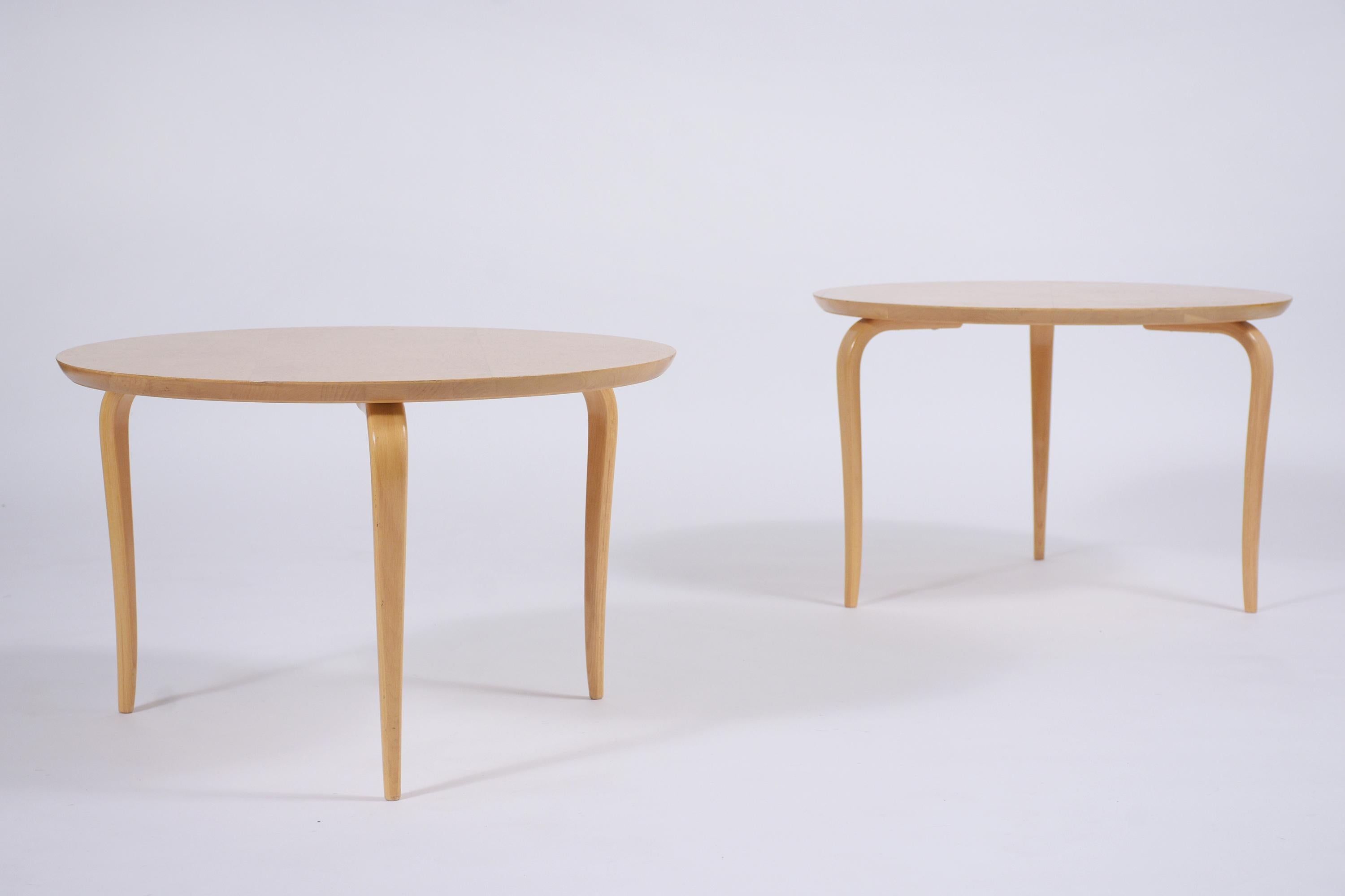 Elevate your space with our stunning pair of Bruno Mathsson Modern Side Tables, expertly manufactured by Dux and now in great condition following a professional restoration. These tables are a true reflection of mid-century design, combining form