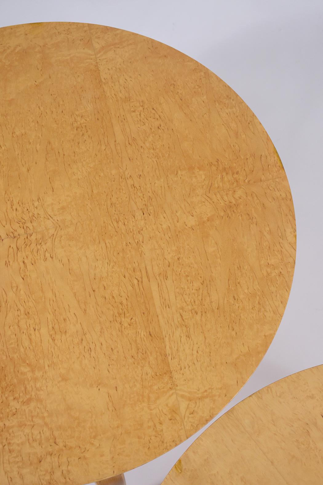 Vintage Bruno Mathsson for Dux Burled Wood Side Tables - Restored Elegance In Good Condition For Sale In Los Angeles, CA