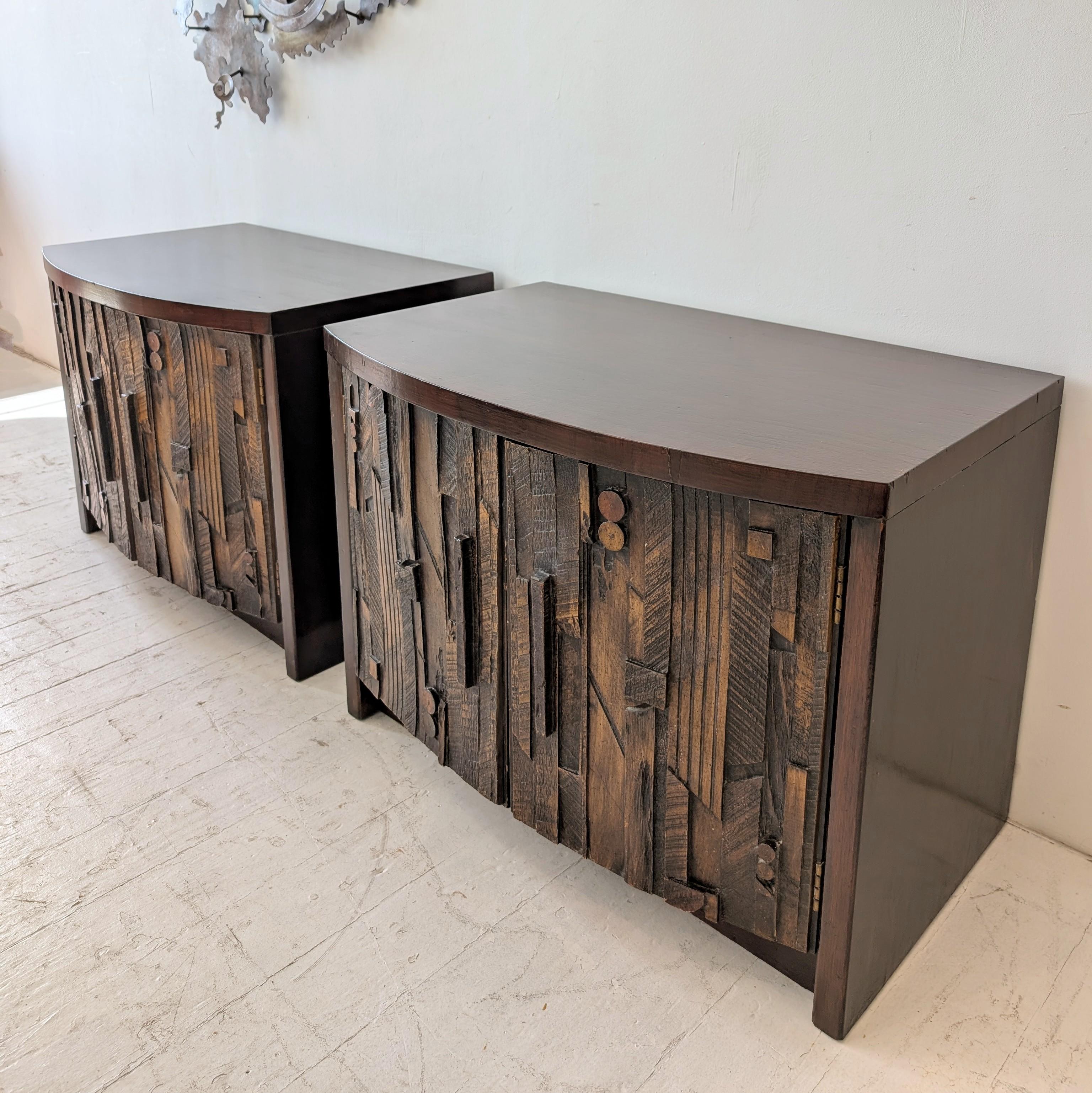 Paire de tables de nuit brutalistes Pueblo du milieu du siècle dernier Lane Furniture USA 1970 en vente 2