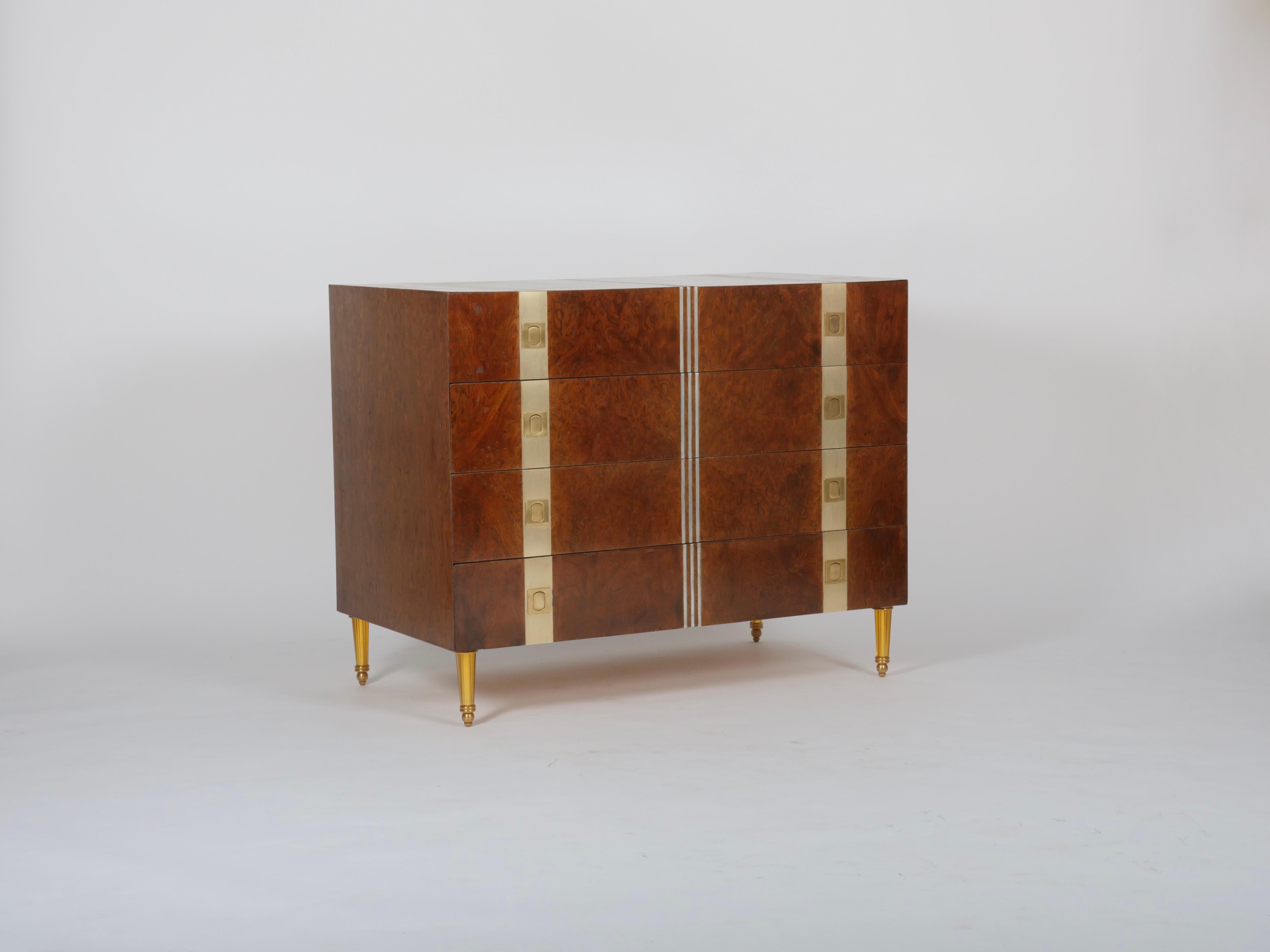 Mid-Century Modern Pair mid century burr dressers. Italy c1970 For Sale