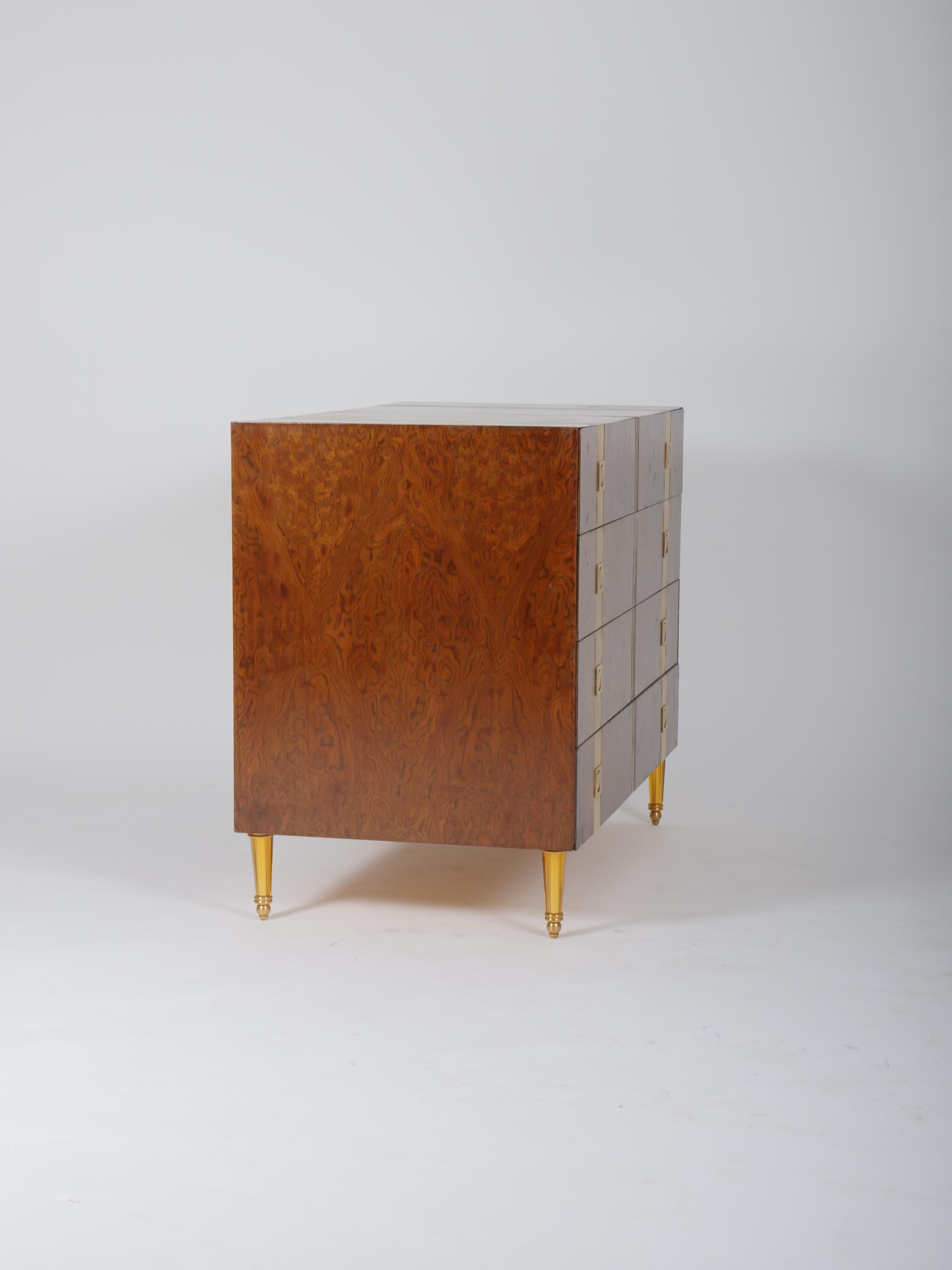 Italian Pair mid century burr dressers. Italy c1970 For Sale