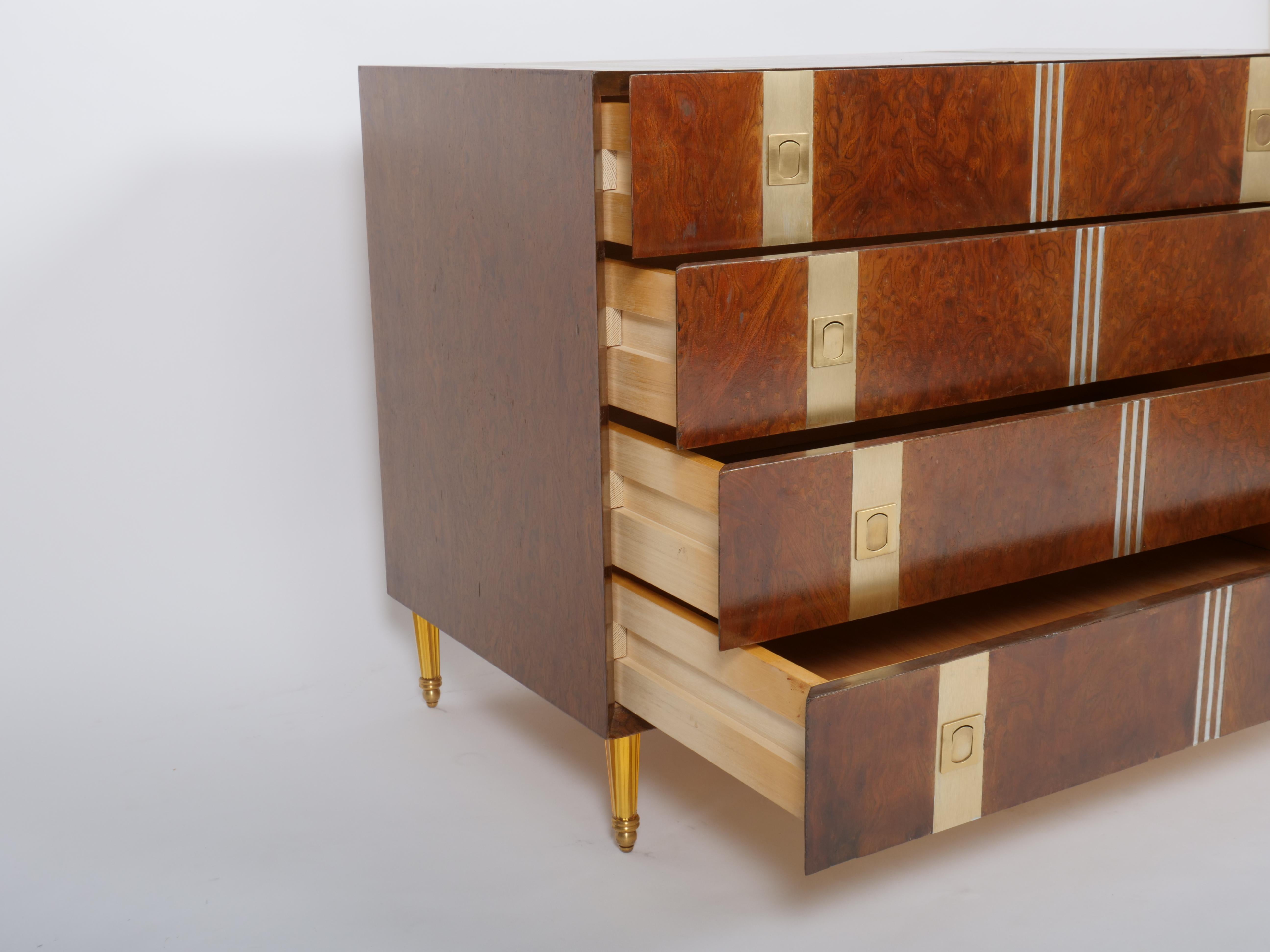 Aluminum Pair mid century burr dressers. Italy c1970 For Sale
