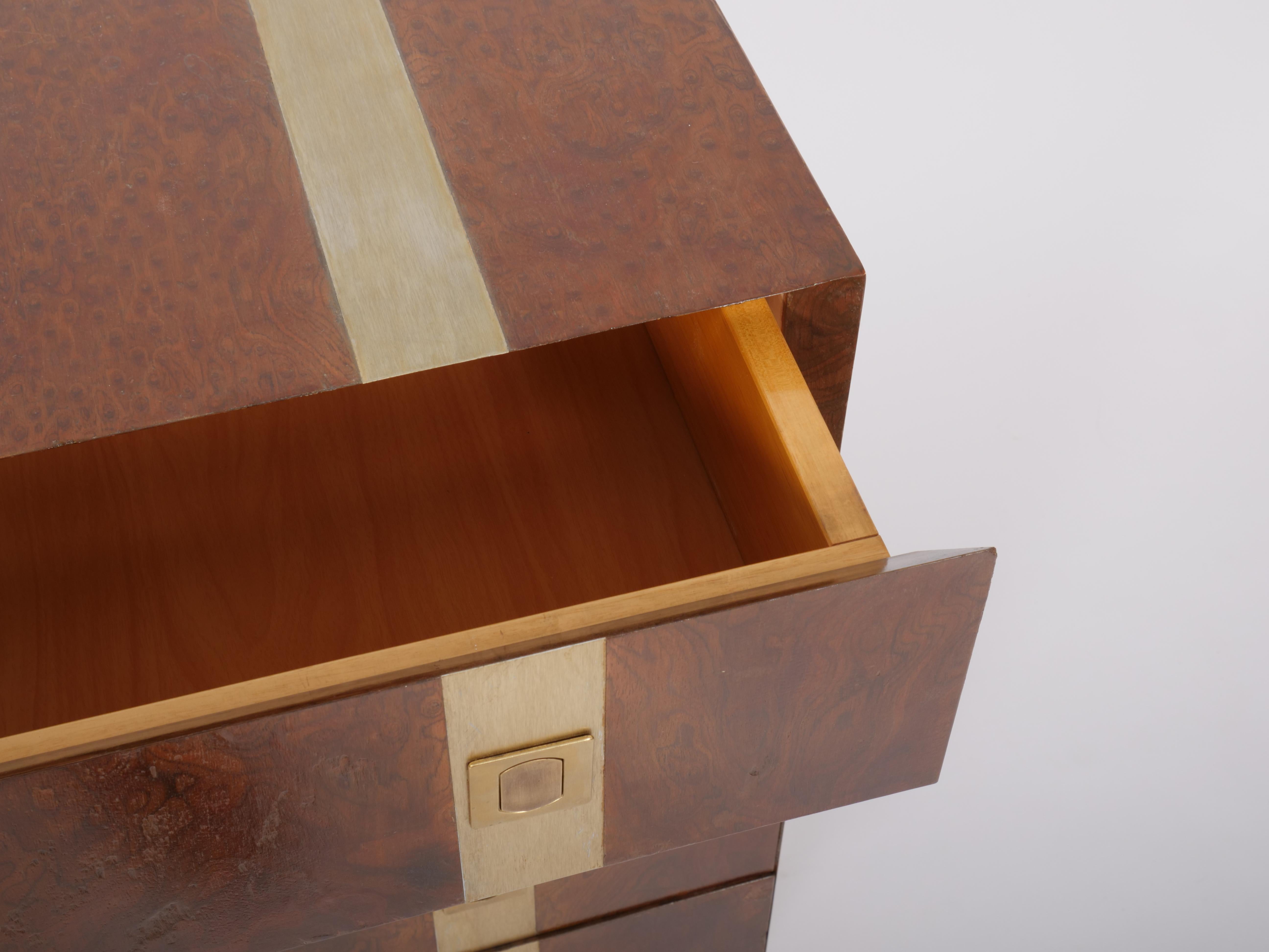 Pair mid century burr dressers. Italy c1970 For Sale 1