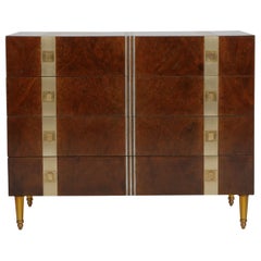 Pair mid century burr dressers. Italy c1970