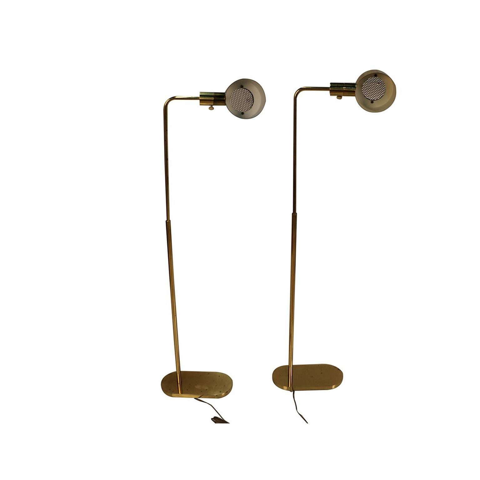 Late 20th Century Pair of Midcentury Casella Pharmacy Brass Floor Lamps