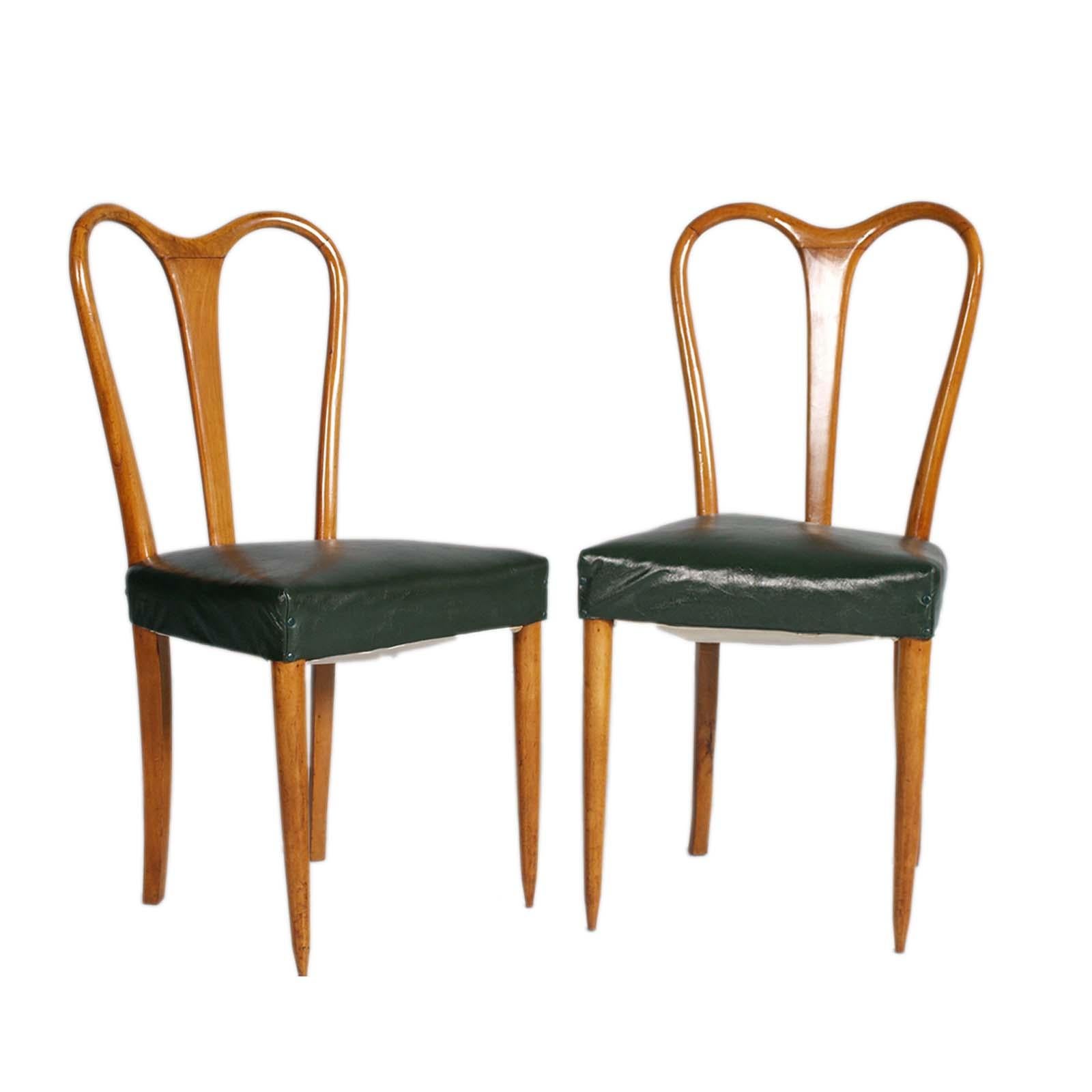 Lacquered Mid-Century Chairs by Ico Parisi for Fratelli Rizzi, Springs Seat & Leatherette For Sale