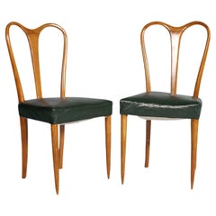 Pair Mid-Century Chairs by Ico Parisi Per Fratelli Rizzi, Springs Seat & Leather