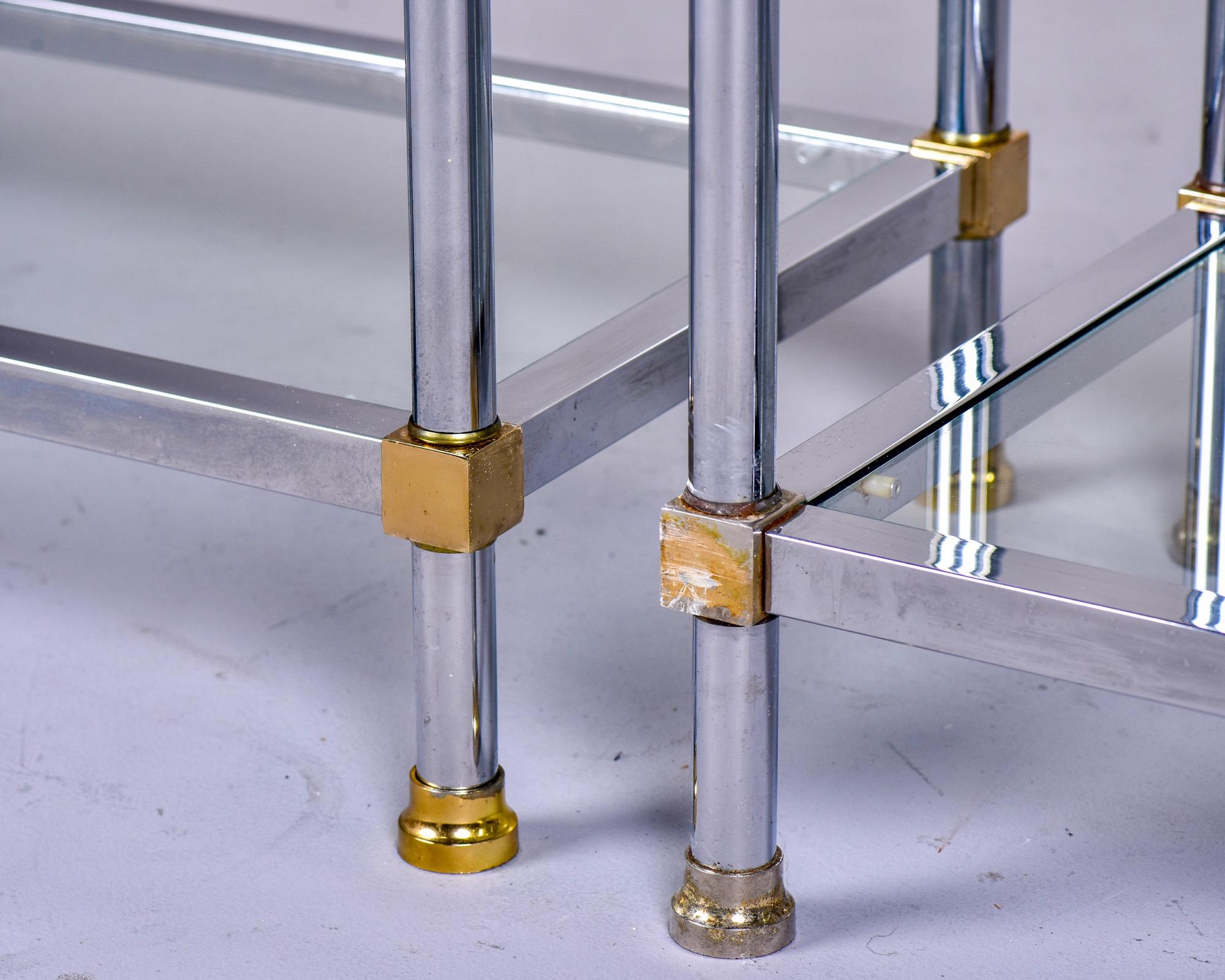 Pair of Midcentury Chrome and Brass Étagères in Manner of Maison Jansen 3