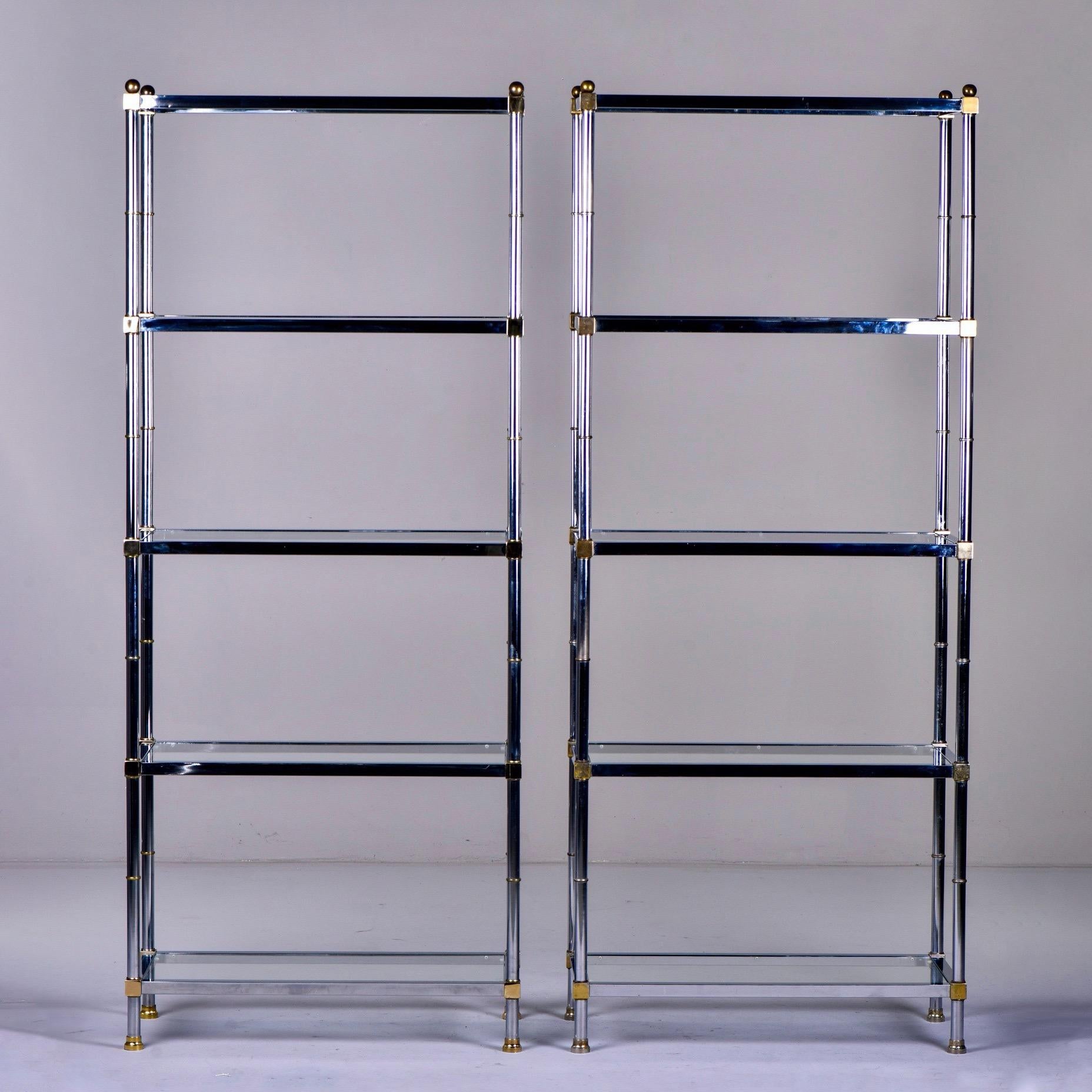 Pair of Midcentury Chrome and Brass Étagères in Manner of Maison Jansen 4