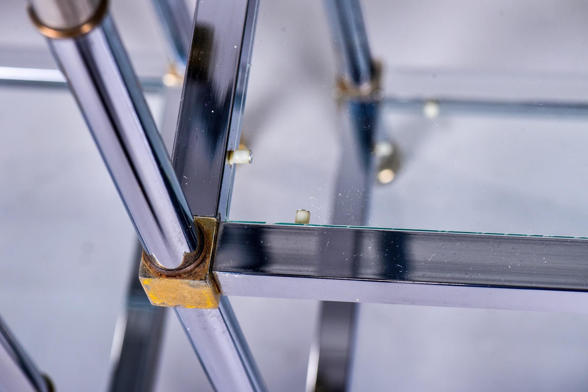 Pair of Midcentury Chrome and Brass Étagères in Manner of Maison Jansen 5