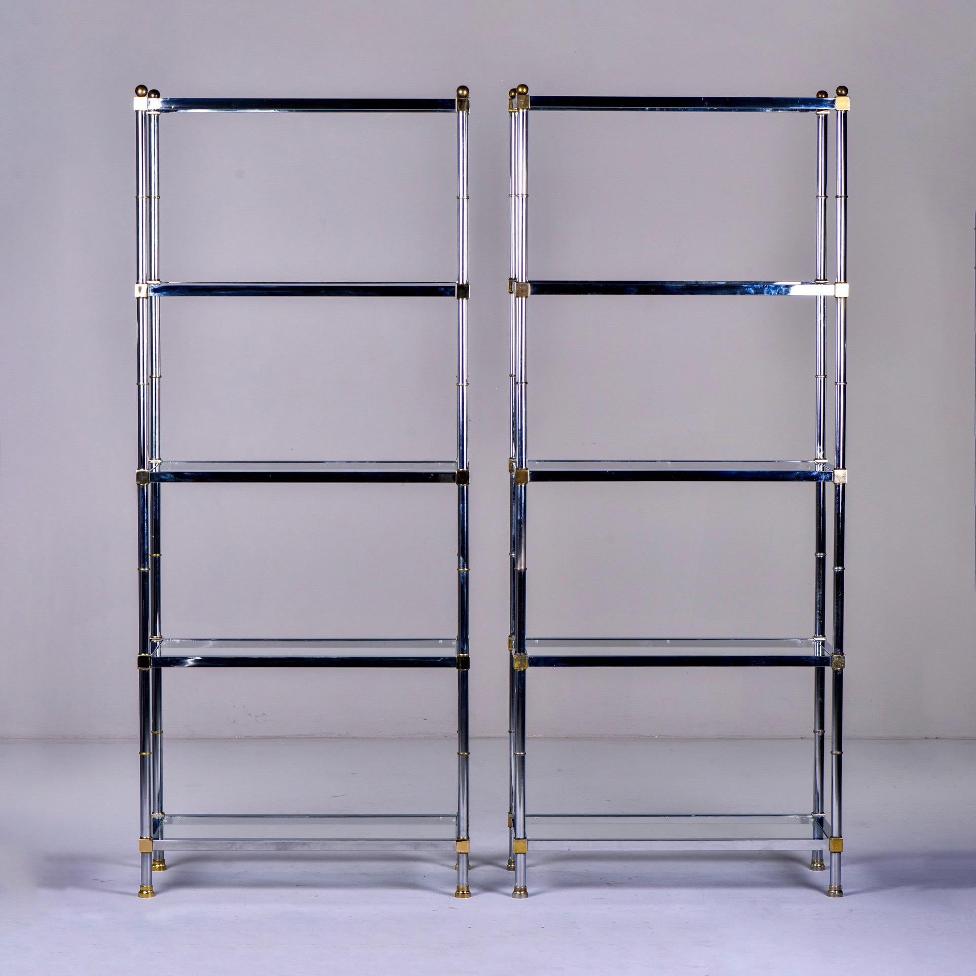Mid-Century Modern Pair of Midcentury Chrome and Brass Étagères in Manner of Maison Jansen