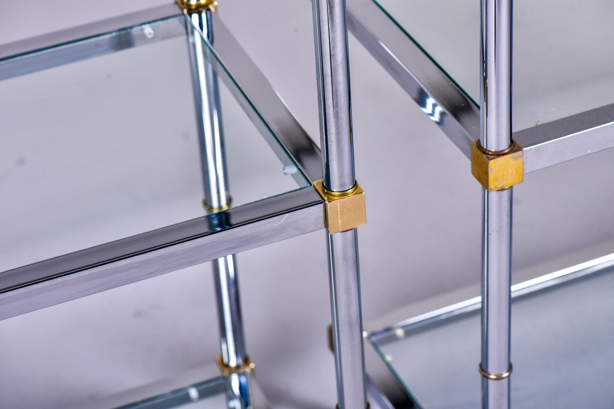 Pair of Midcentury Chrome and Brass Étagères in Manner of Maison Jansen 1