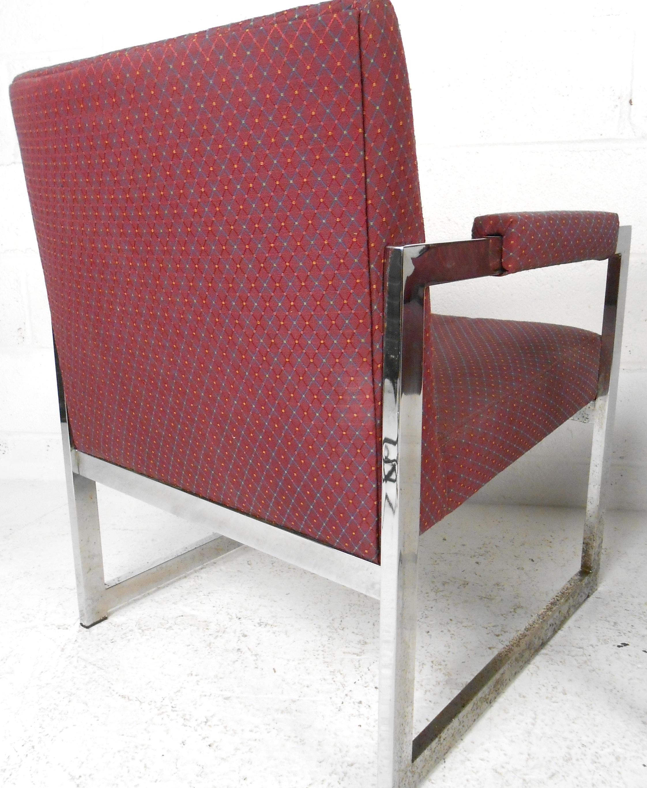 Mid-Century Modern Pair of Midcentury Chrome Frame Lounge Chairs