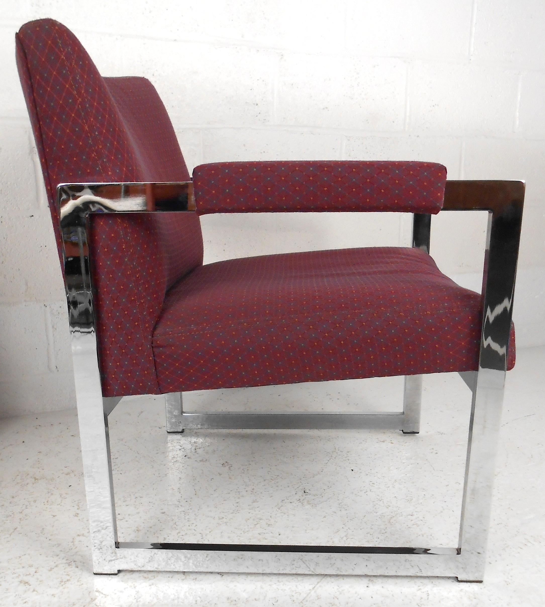 20th Century Pair of Midcentury Chrome Frame Lounge Chairs