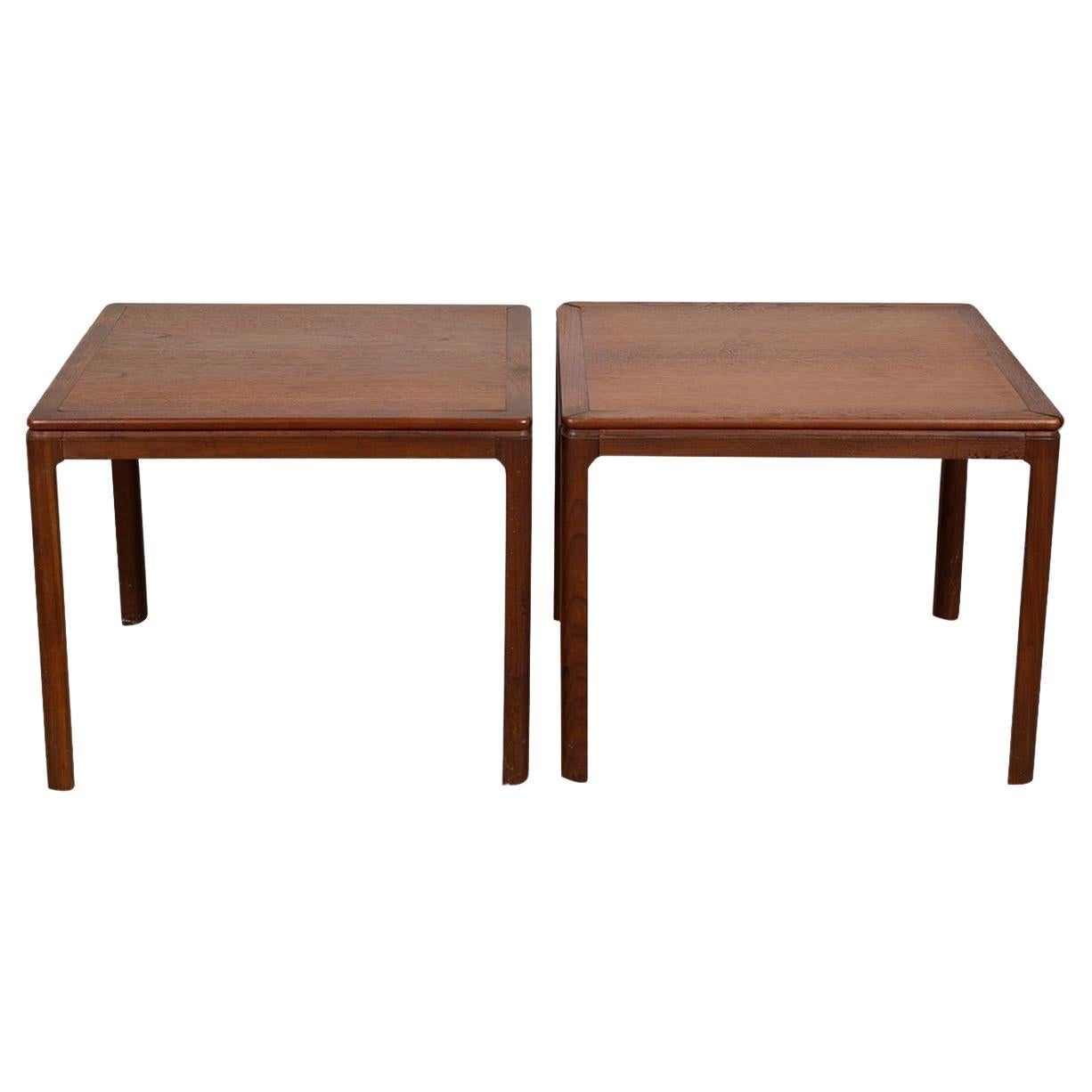 Pair Mid-Century Danish Dux Teak Side Tables Parson Style