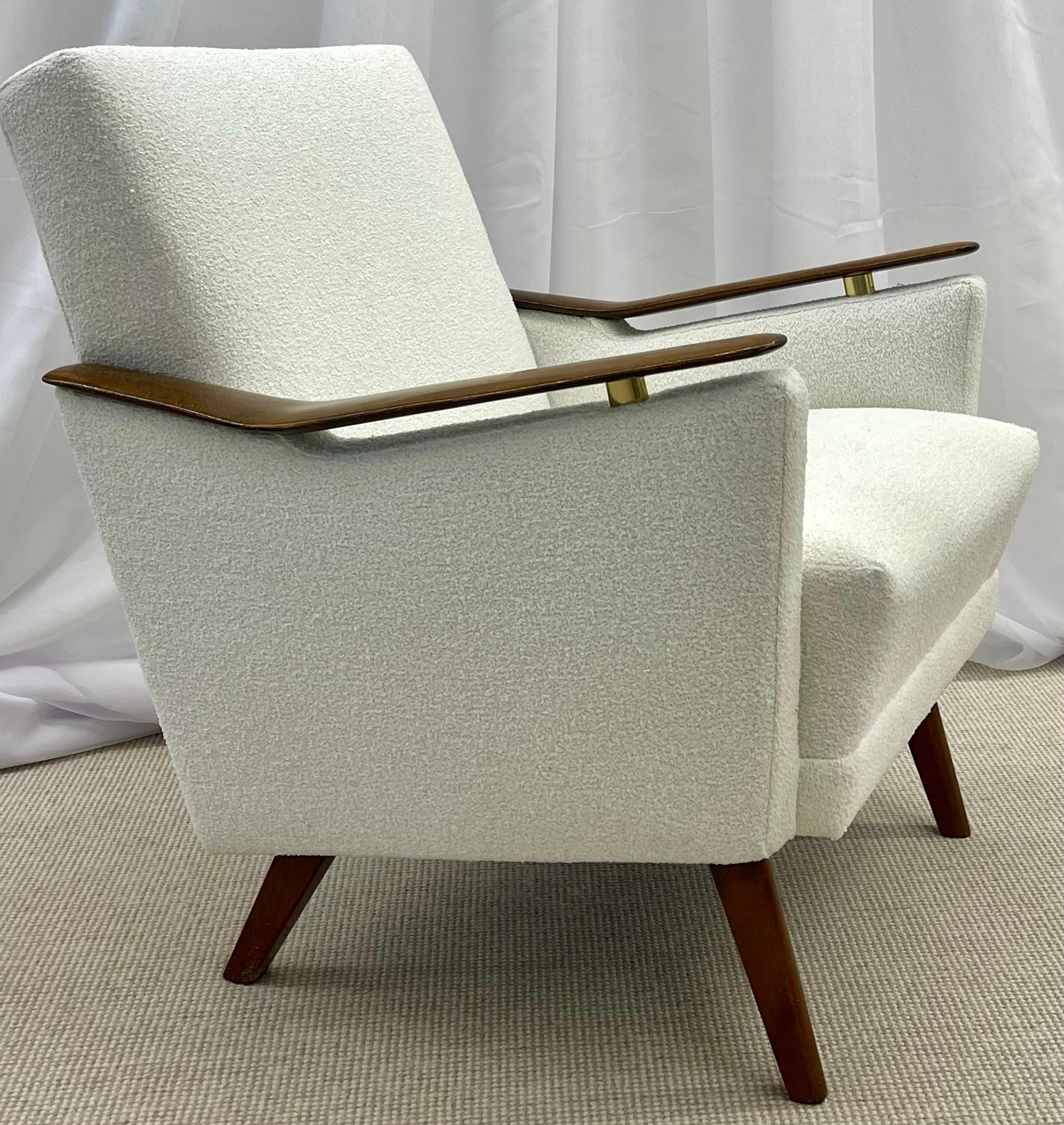 Pair Mid-Century Danish Lounge Chairs, Manner of Finn Juhl, Bouclé, 1970s 7
