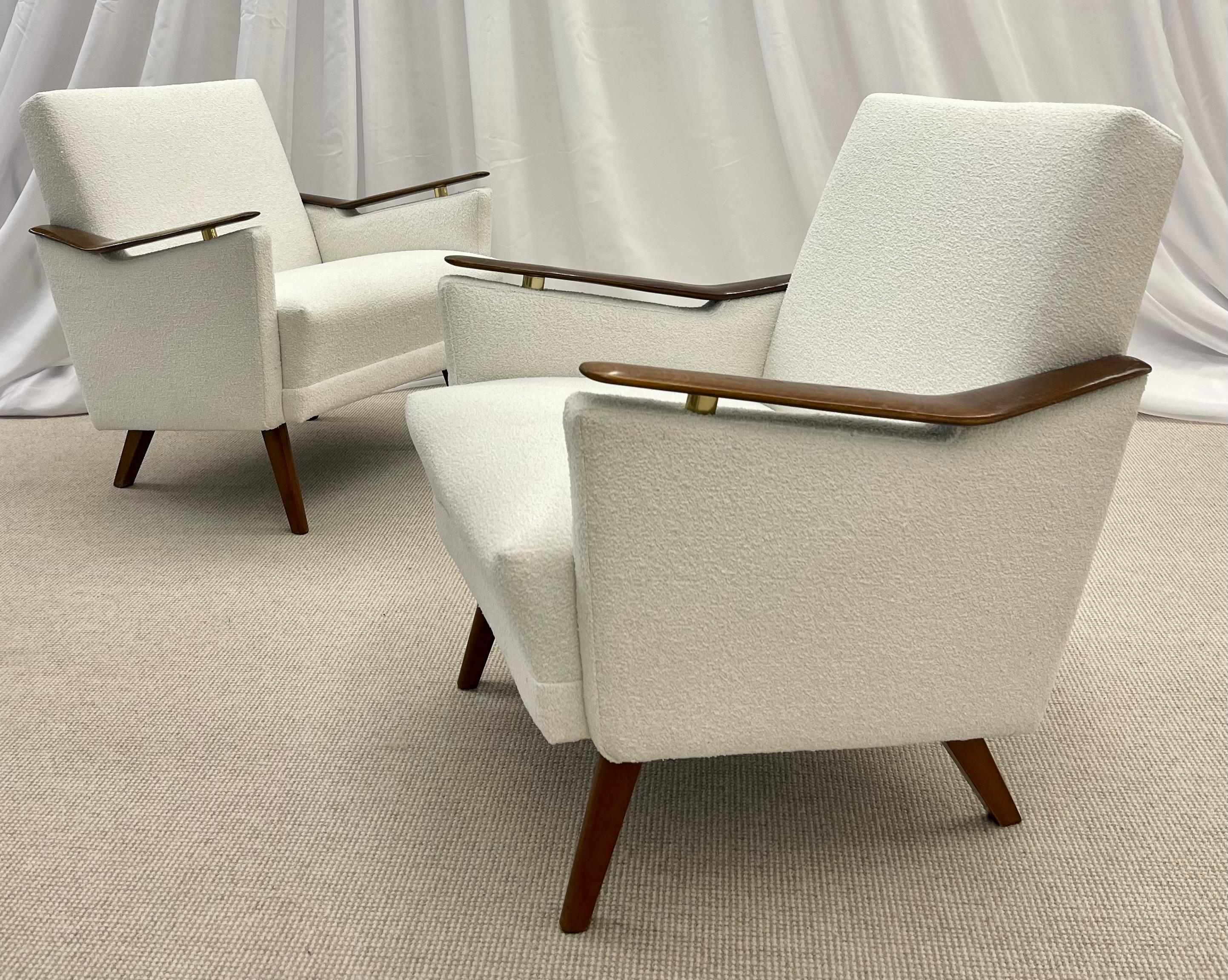 Late 20th Century Pair Mid-Century Danish Lounge Chairs, Manner of Finn Juhl, Bouclé, 1970s