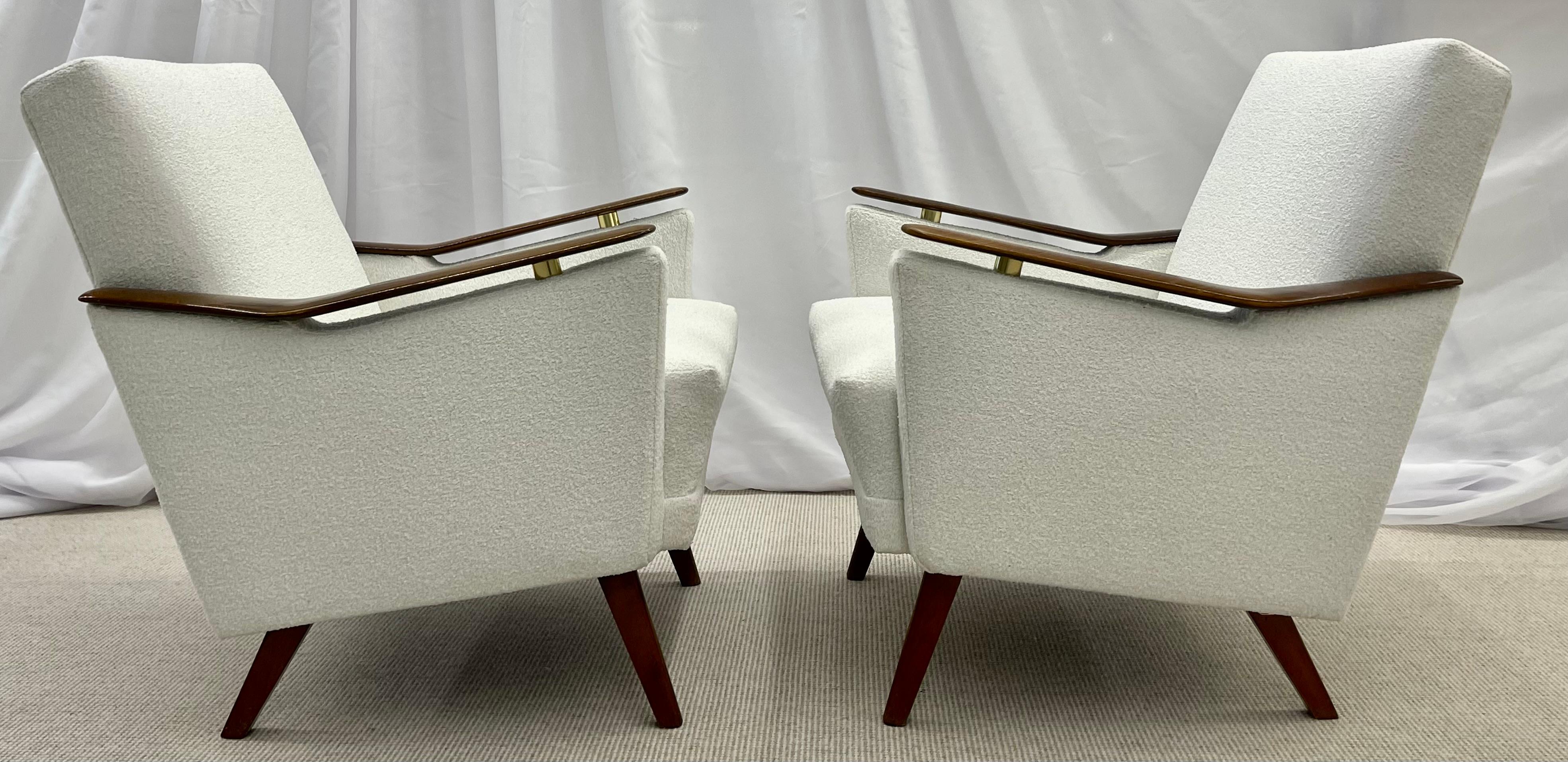 Pair Mid-Century Danish Lounge Chairs, Manner of Finn Juhl, Bouclé, 1970s 1
