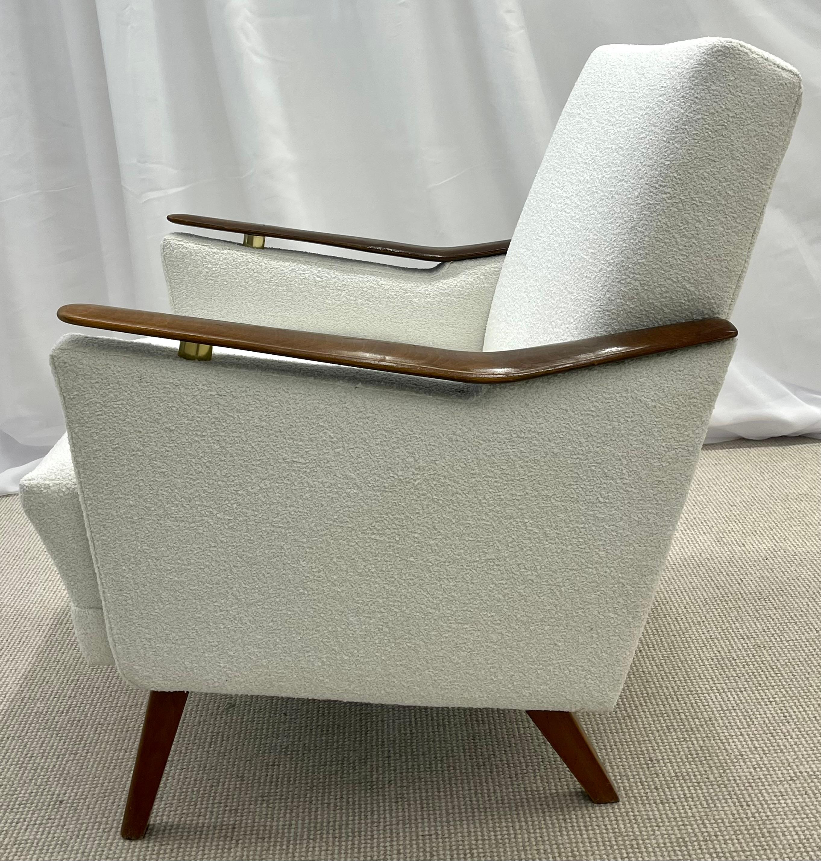Pair Mid-Century Danish Lounge Chairs, Manner of Finn Juhl, Bouclé, 1970s 4