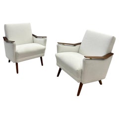 Pair Mid-Century Danish Lounge Chairs, Manner of Finn Juhl, Bouclé, 1970s
