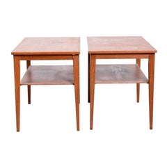 Pair mid century danish modern 2 tier teak end tables Kvalitet
