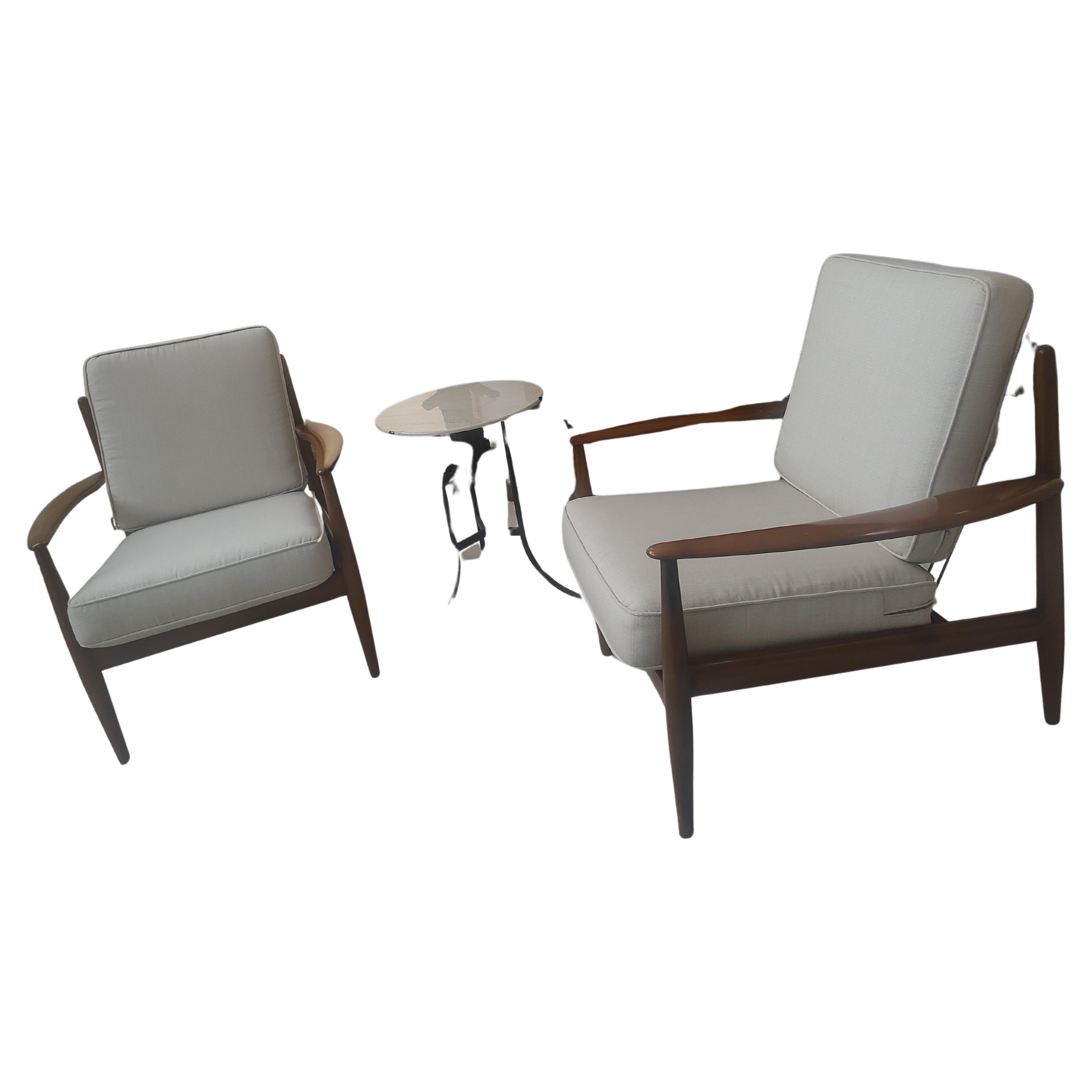 Pair Mid Century Danish Modern Beech Lounge Chairs by Grete Jalk - John Stuart  For Sale 4