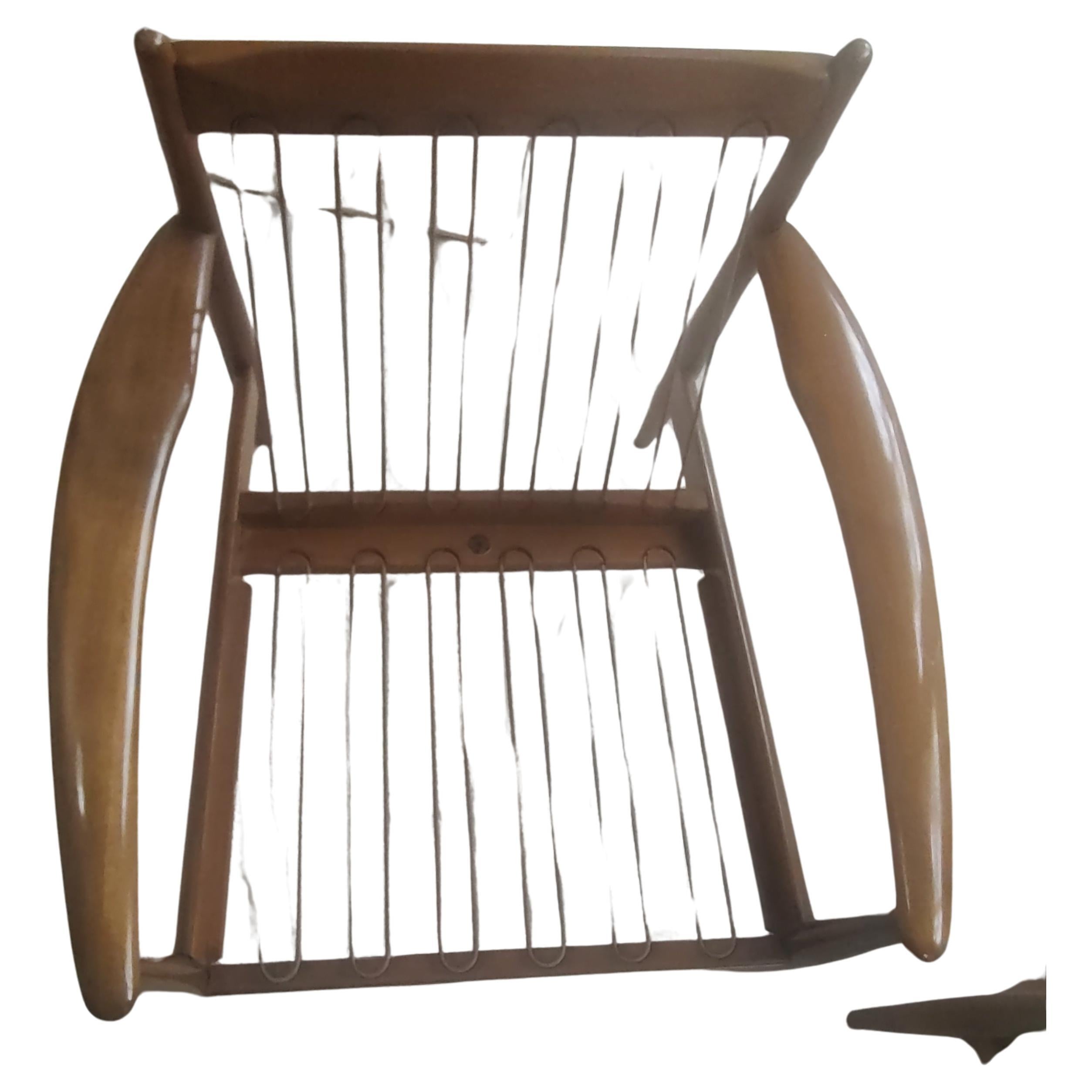 Fabric Pair Mid Century Danish Modern Beech Lounge Chairs by Grete Jalk - John Stuart  For Sale