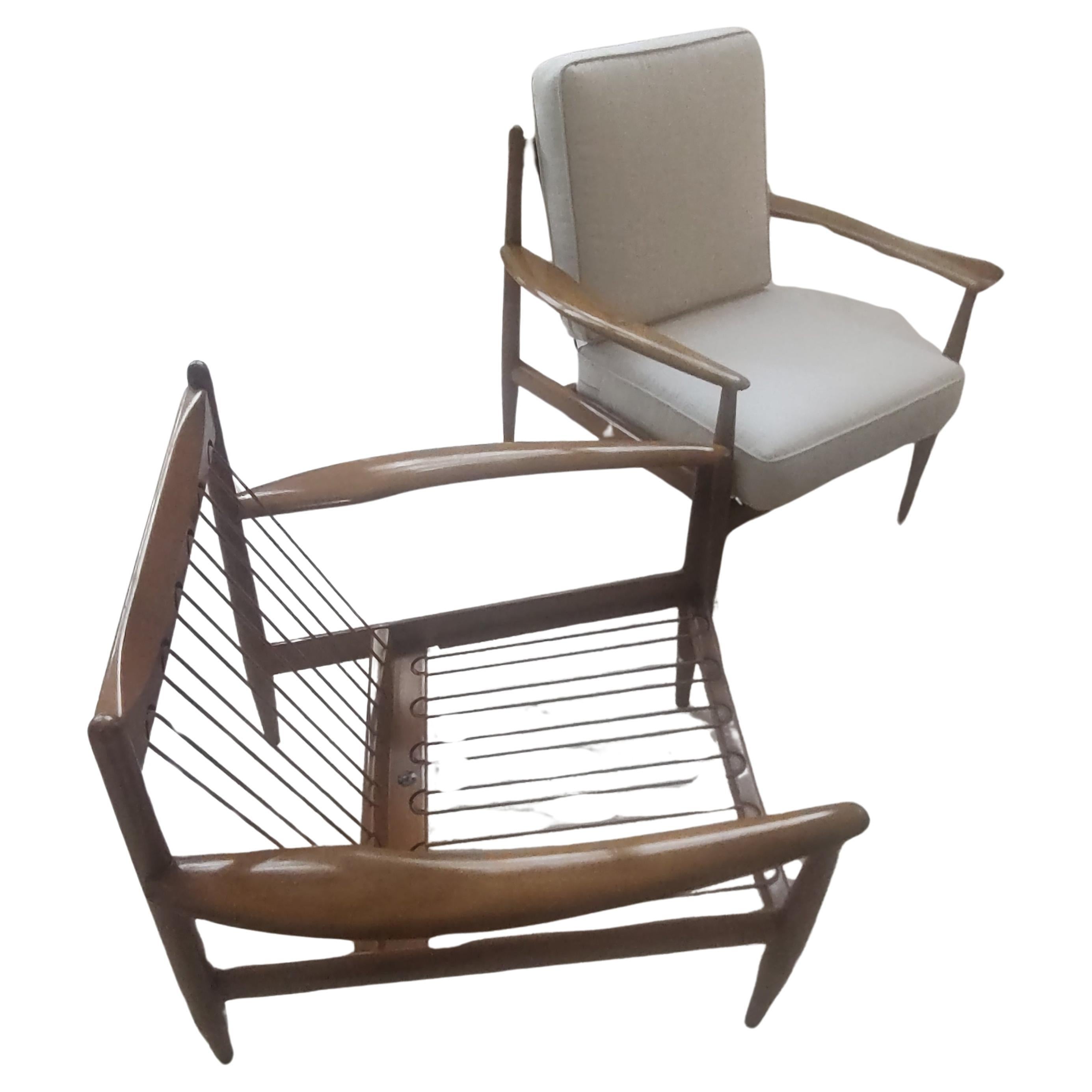 Pair Mid Century Danish Modern Beech Lounge Chairs by Grete Jalk - John Stuart  For Sale 2