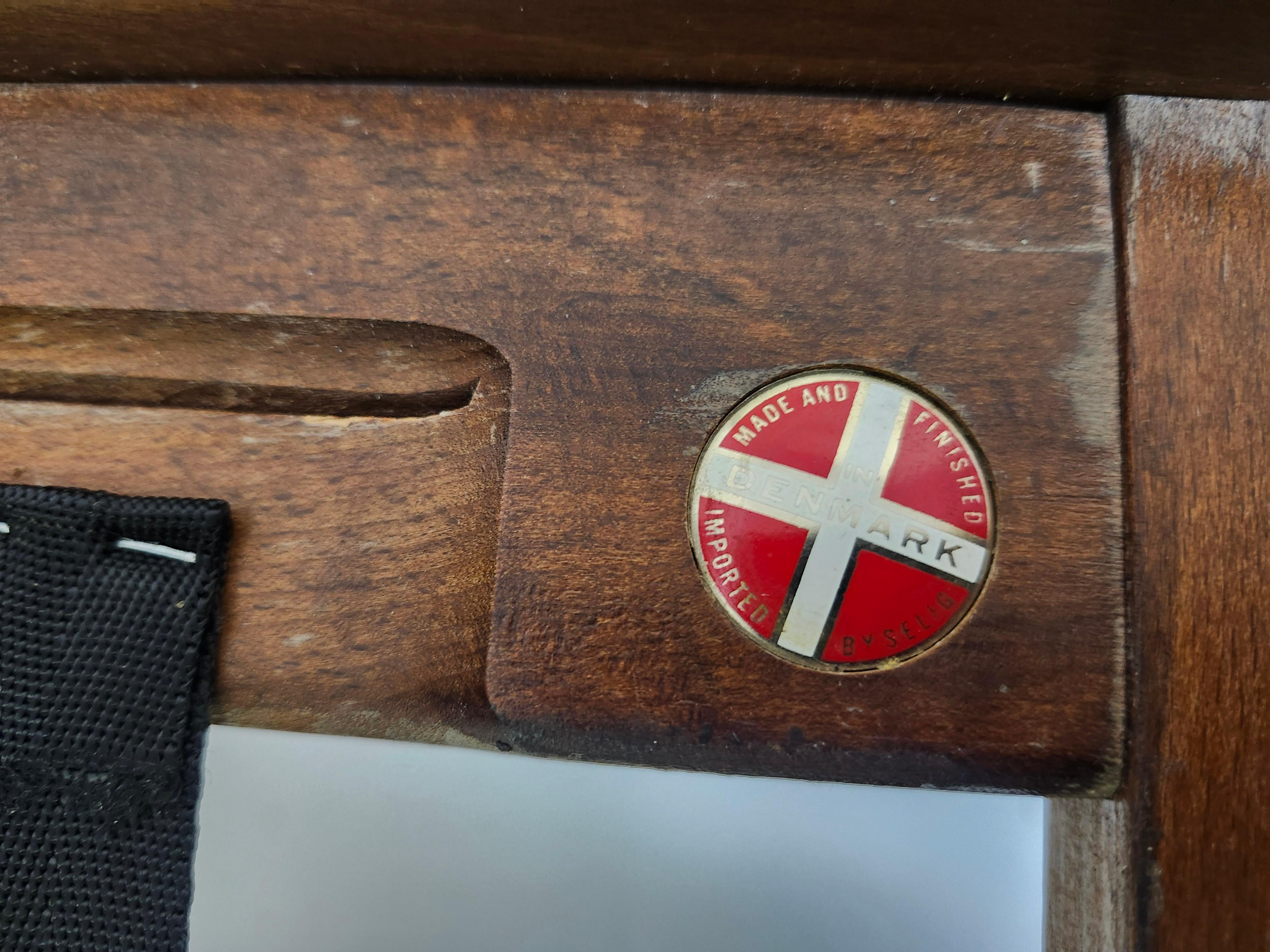 Pair Mid Century Danish Modern Sculptural Walnut w Leather Footstools by Selig For Sale 3