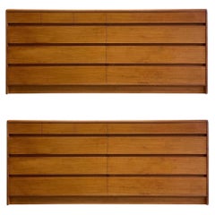 Pair Mid-Century Danish Modern Teak 10 Drawer Credenza Dresser Denmark