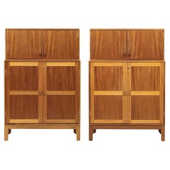 Pair Mid Century Danish Teak Wood Storage Cabinets by Soborg Mobler