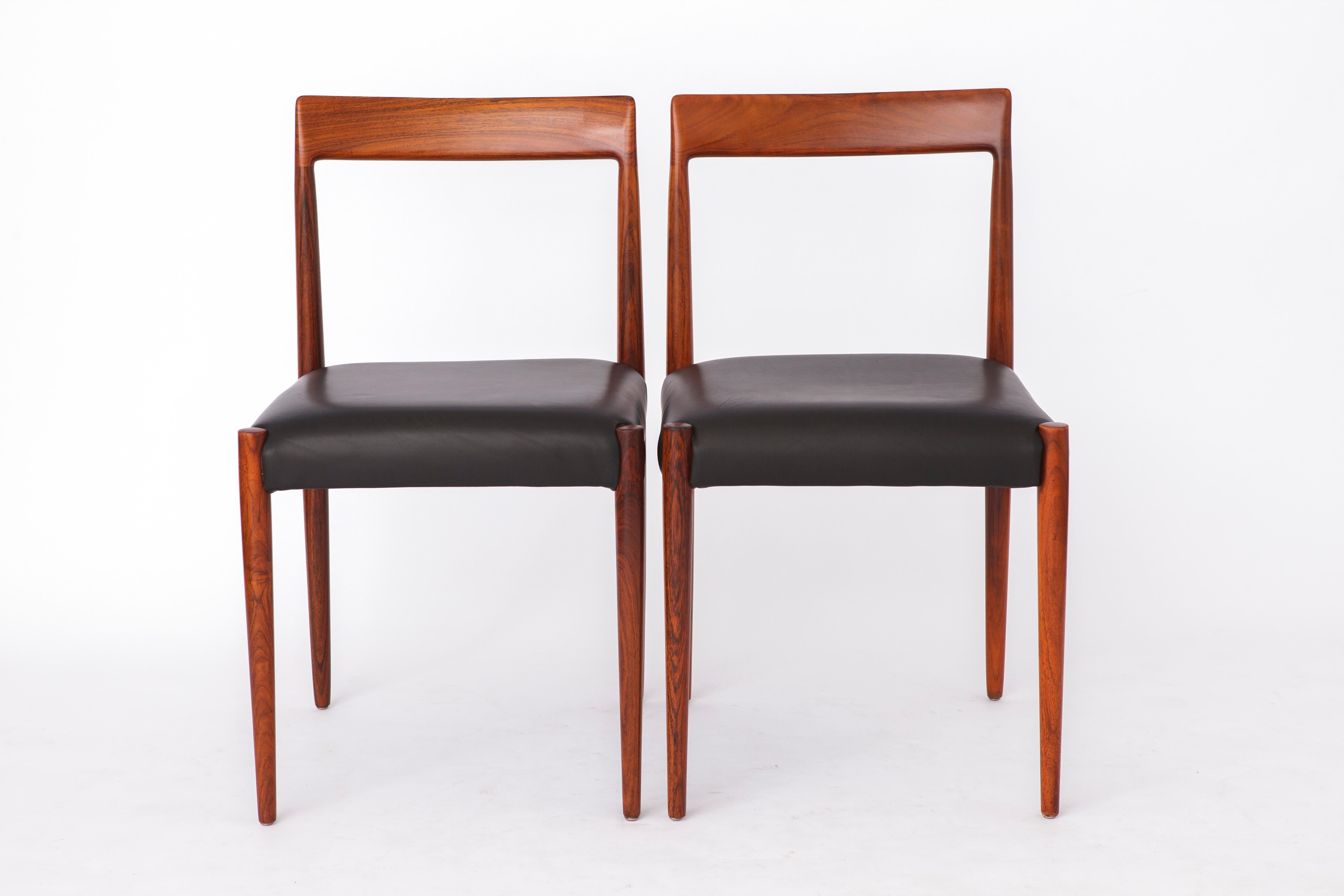 Polished Pair mid century dining chairs, Lübke Germany, 1960s Vintage