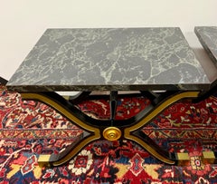 Pair Mid Century Dorothy Draper Espana Hollywood Regency X Base Side End Tables