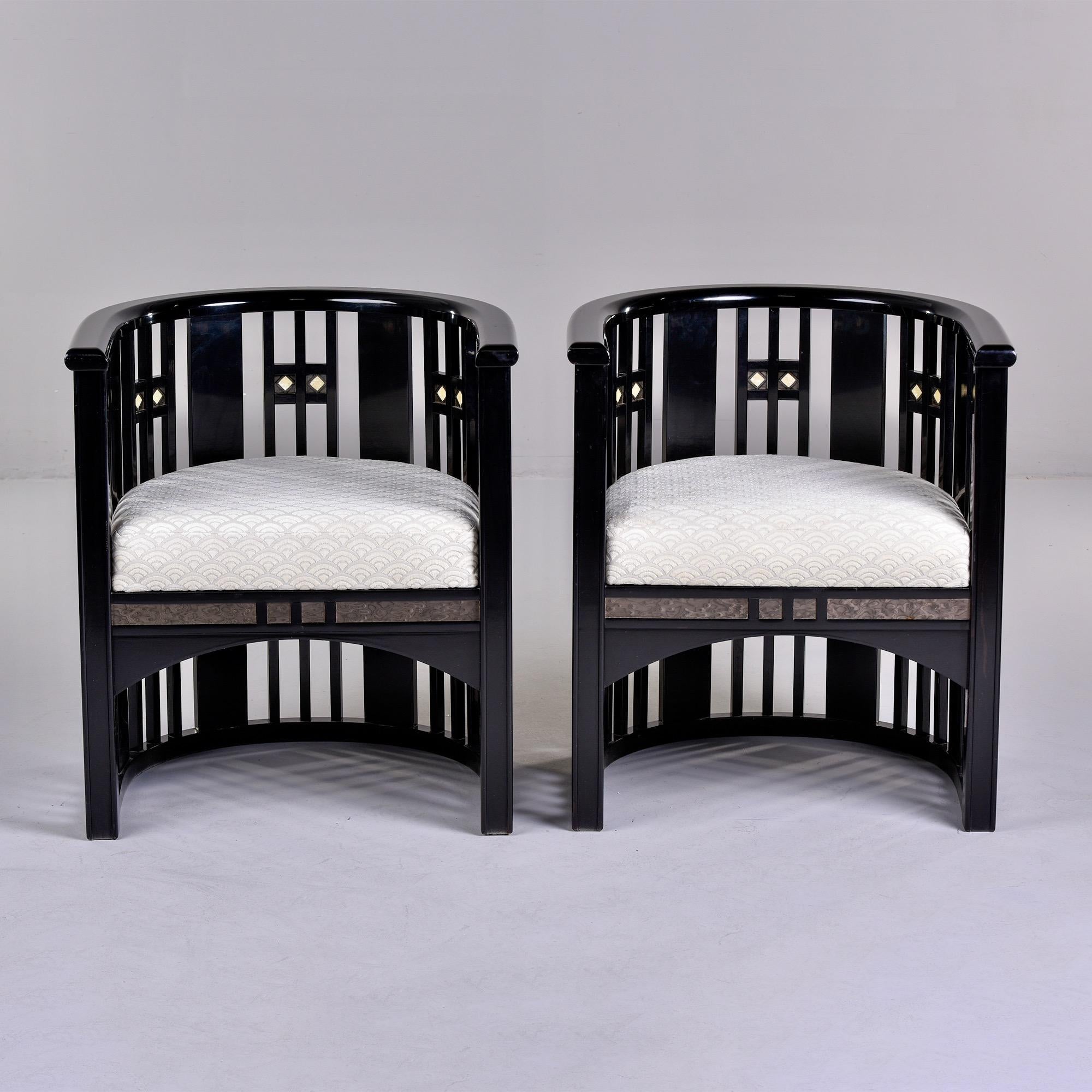 Pair Mid Century Ebonised Chairs in the Manner of Josef Hoffmann 5