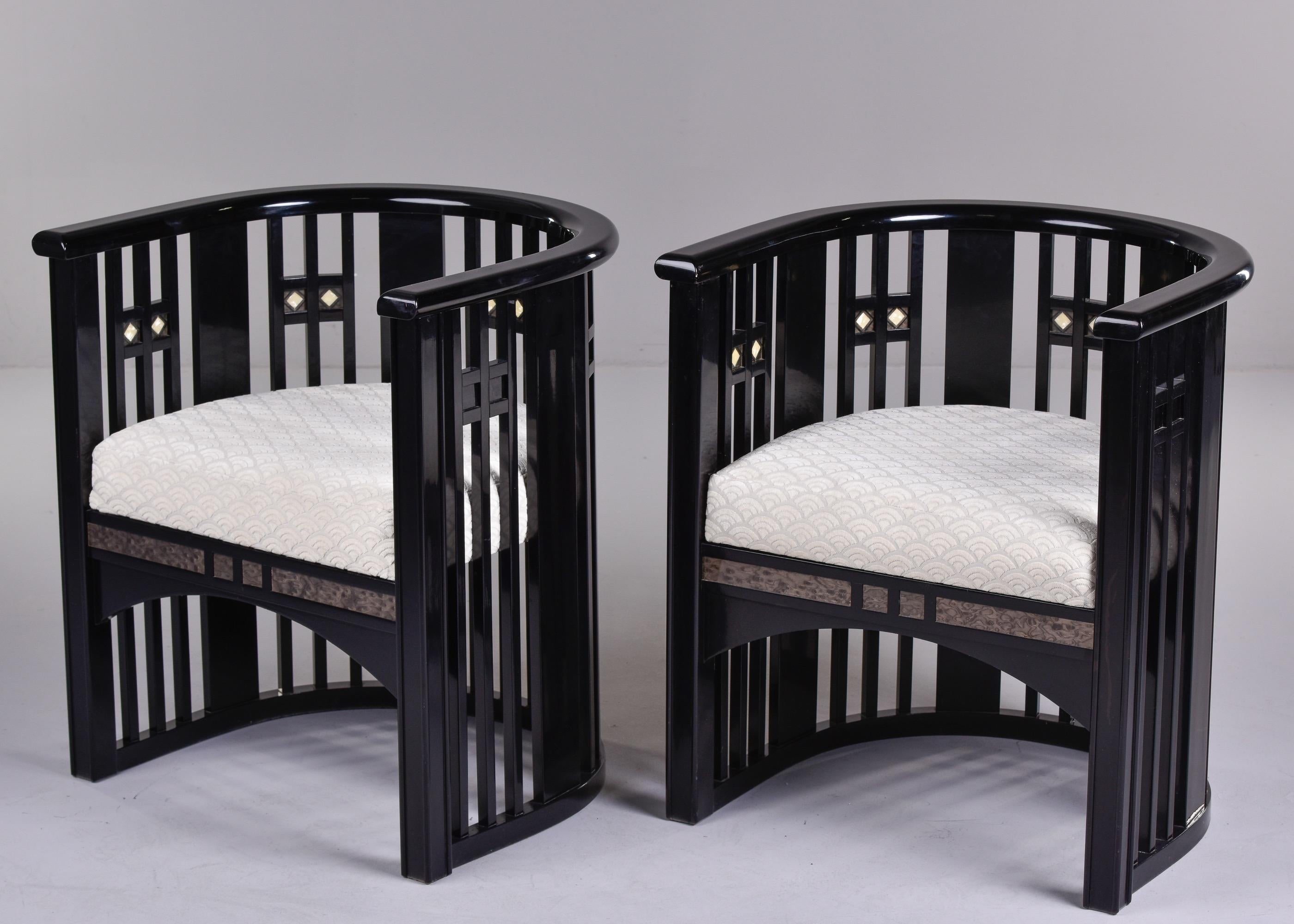 Vienna Secession Pair Mid Century Ebonised Chairs in the Manner of Josef Hoffmann