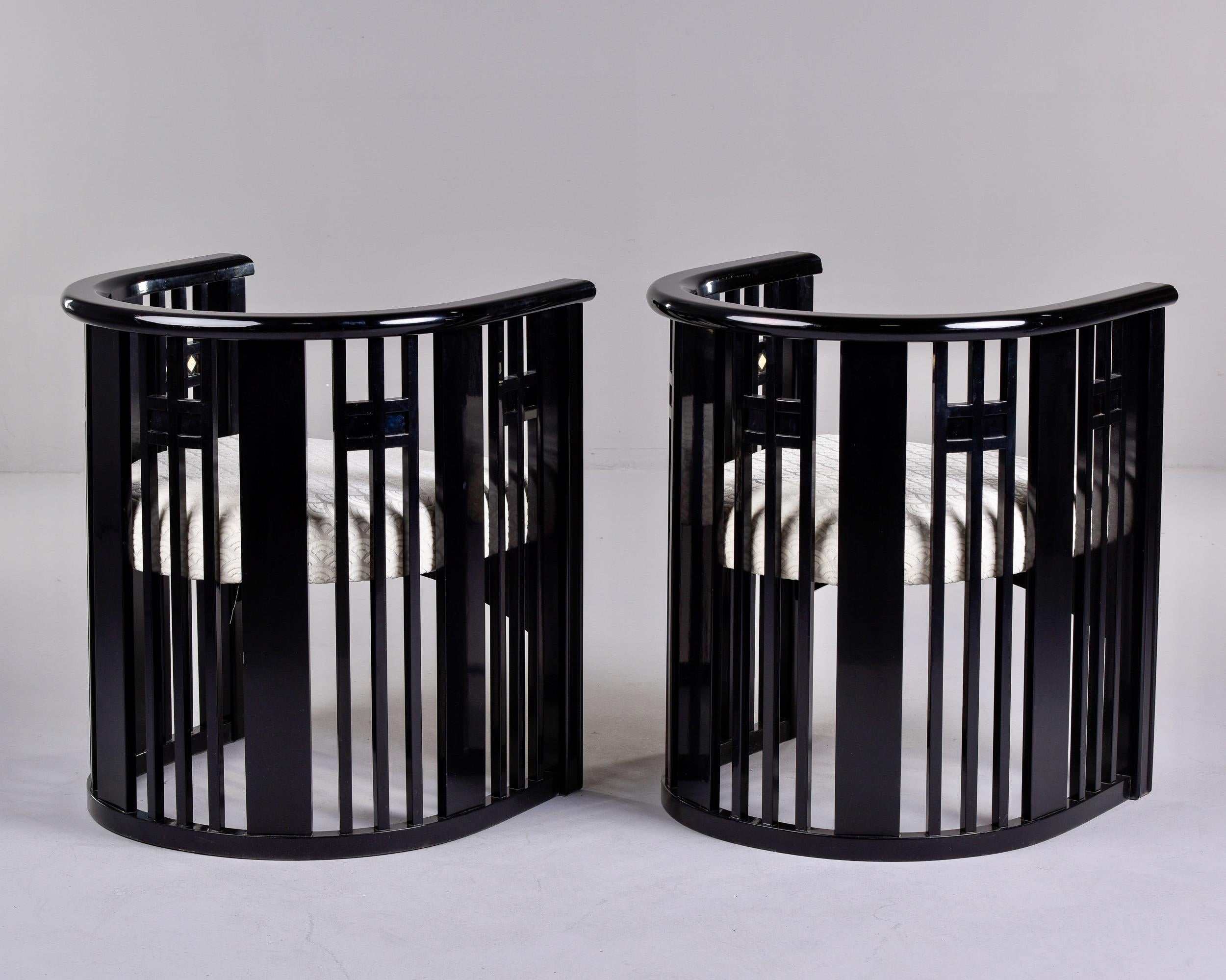 Lacquered Pair Mid Century Ebonised Chairs in the Manner of Josef Hoffmann