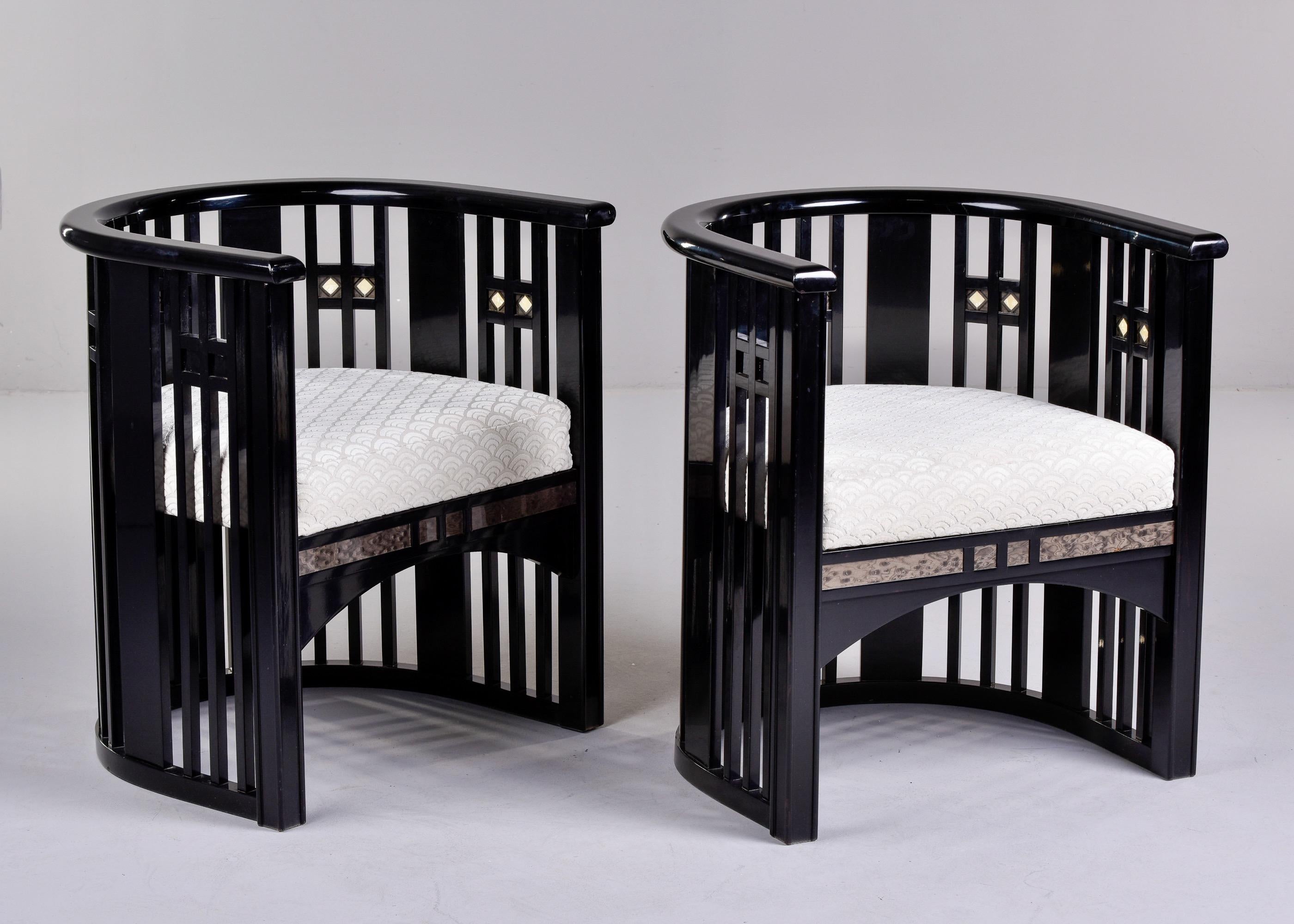 20th Century Pair Mid Century Ebonised Chairs in the Manner of Josef Hoffmann