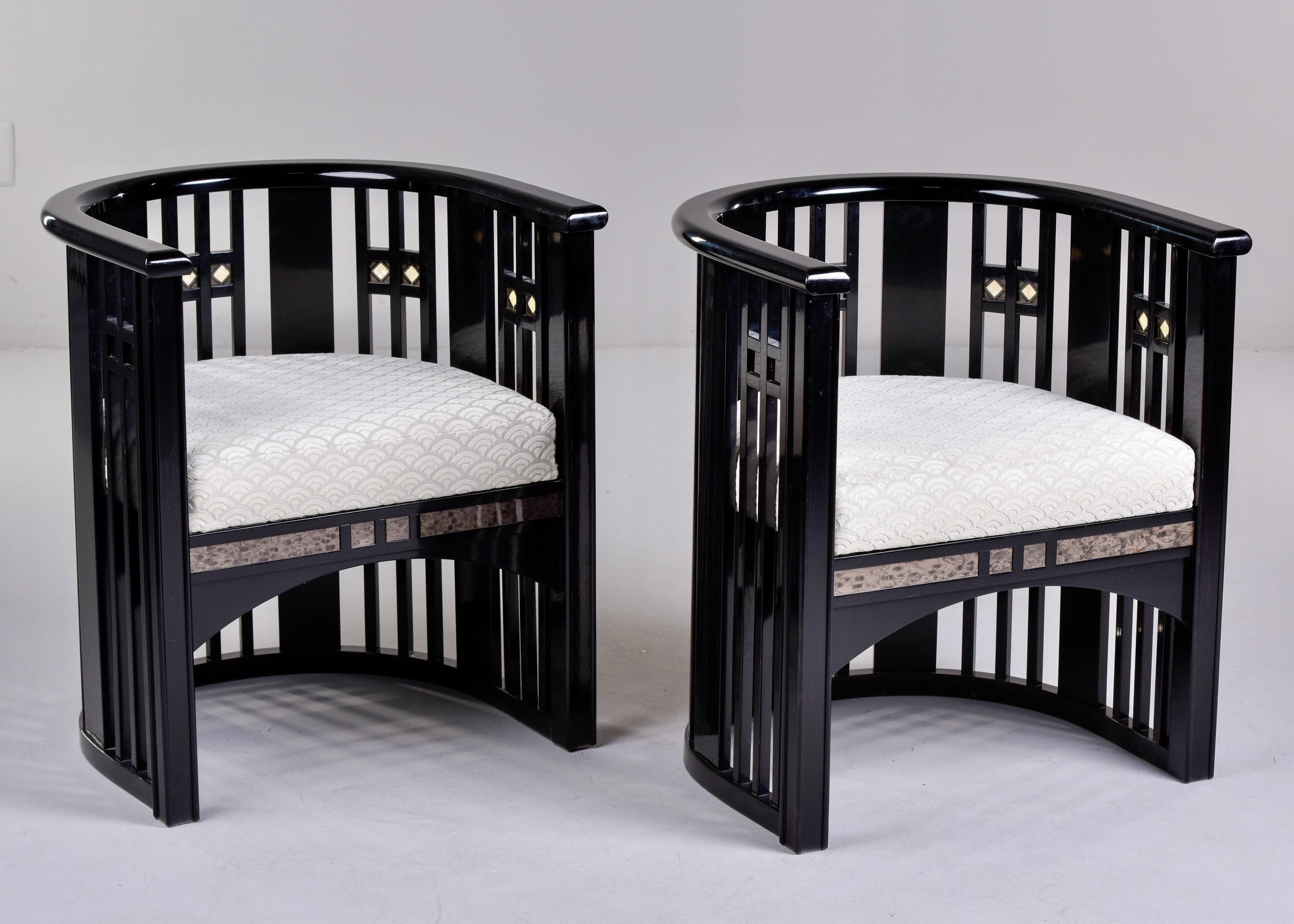 Upholstery Pair Mid Century Ebonised Chairs in the Manner of Josef Hoffmann